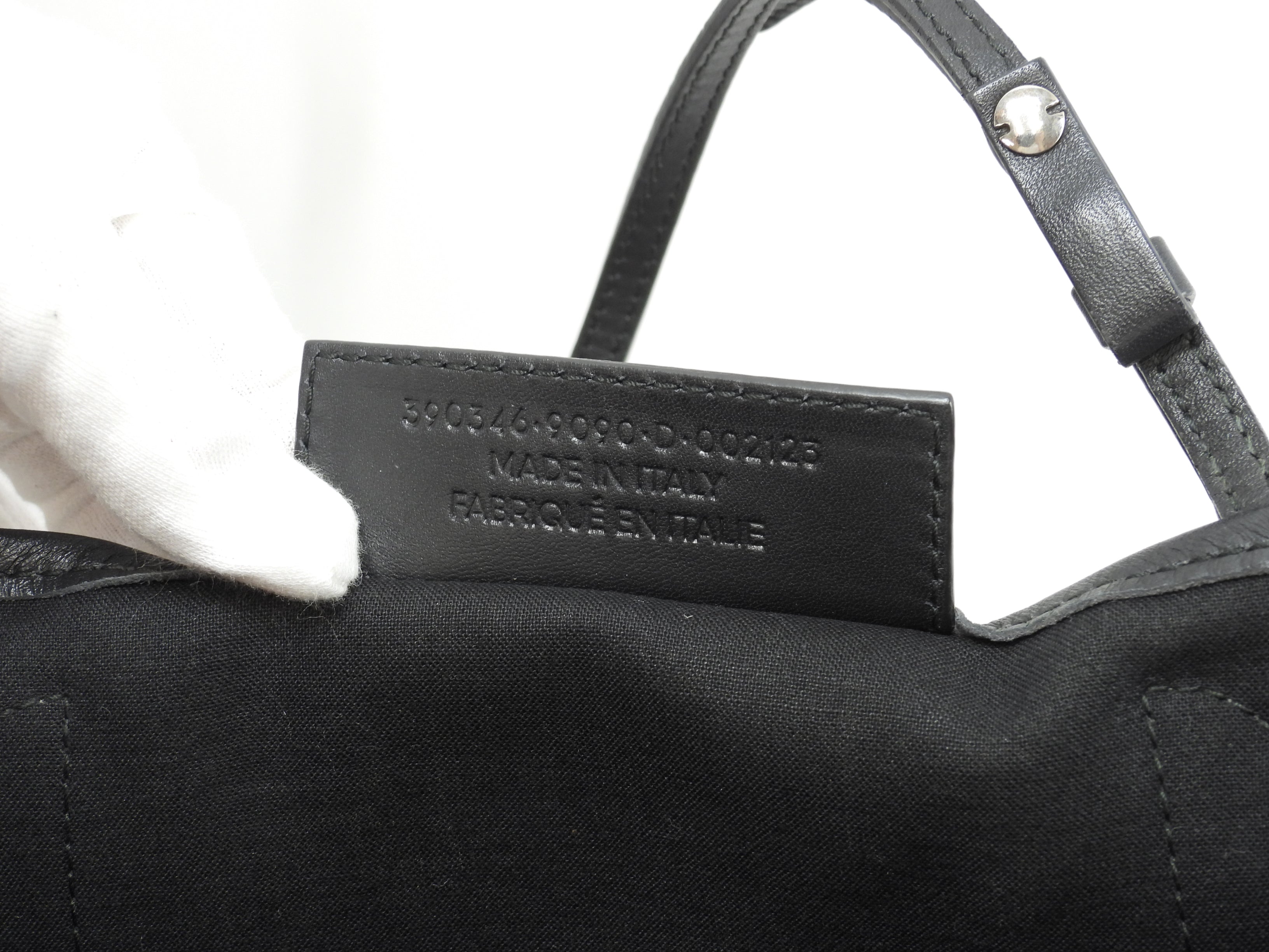 Balenciaga Navy Cabas XS in tela/pelle, motivo marmo bianco e nero, pochette mini borsa a mano @ 18