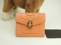 BVLGARI Portafoglio a tre ante Serpenti in pelle/rosa salmone Forever Small Wallet Inutilizzato@ 11