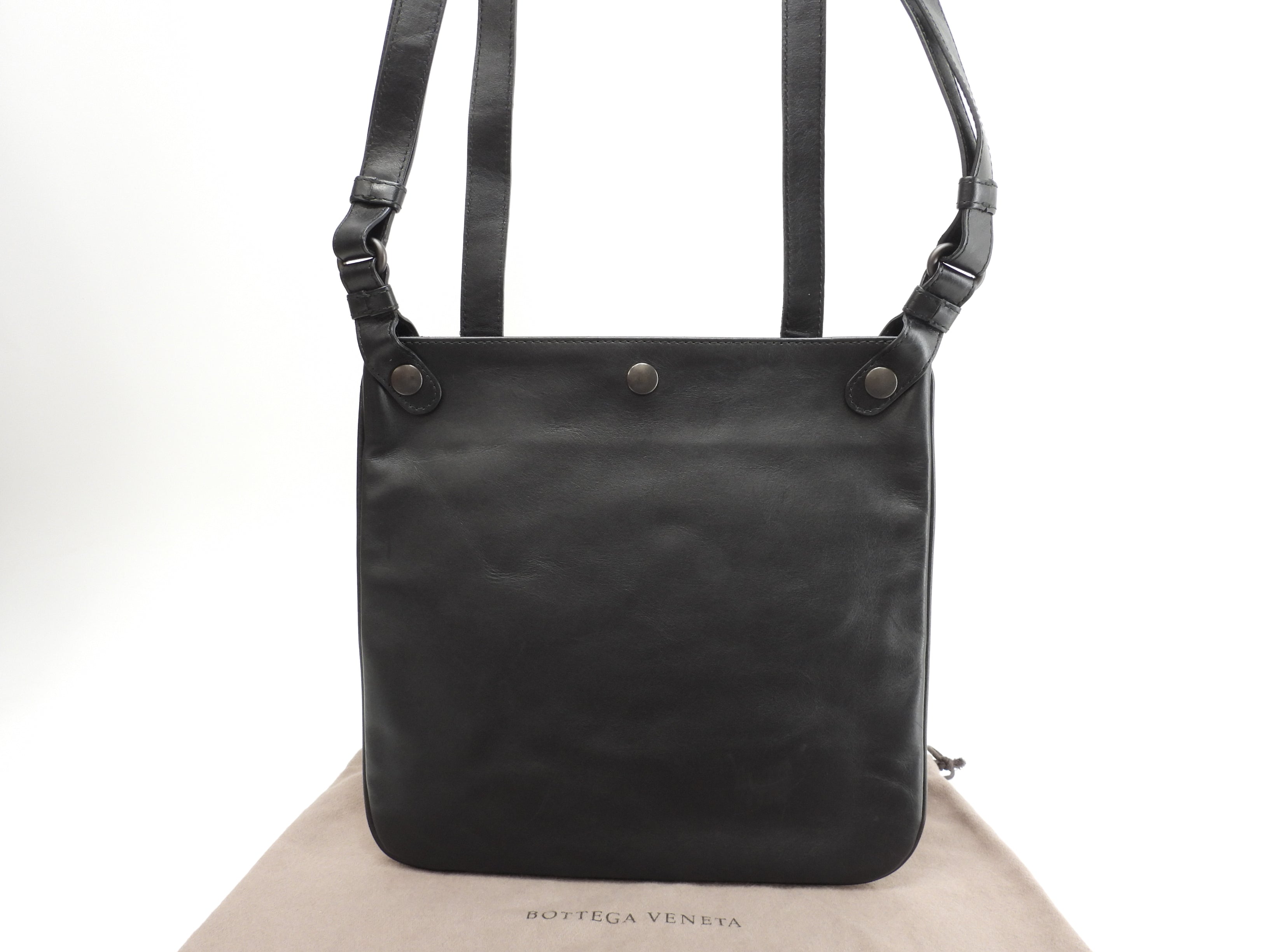 Bottega Veneta Doppia pochette Intrecciato in pelle nera tracolla a spalla @ 247
