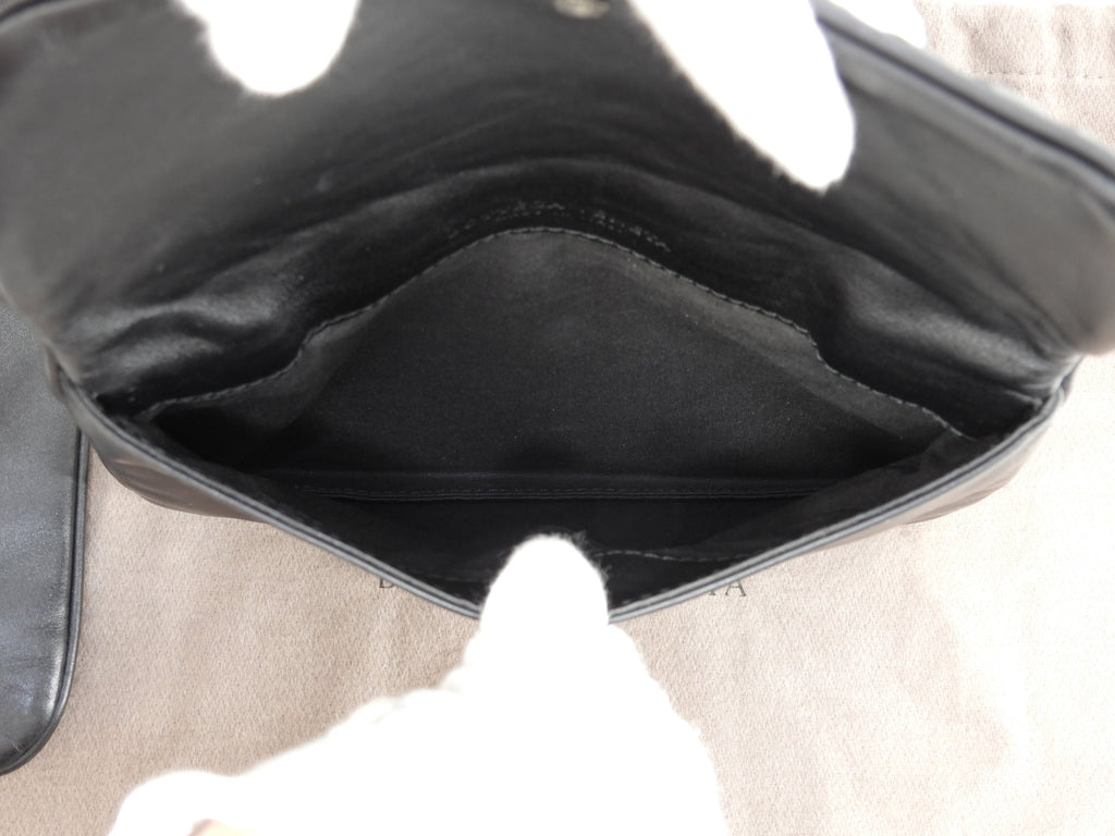 Bottega Veneta Doppia pochette Intrecciato in pelle nera tracolla a spalla @ 247