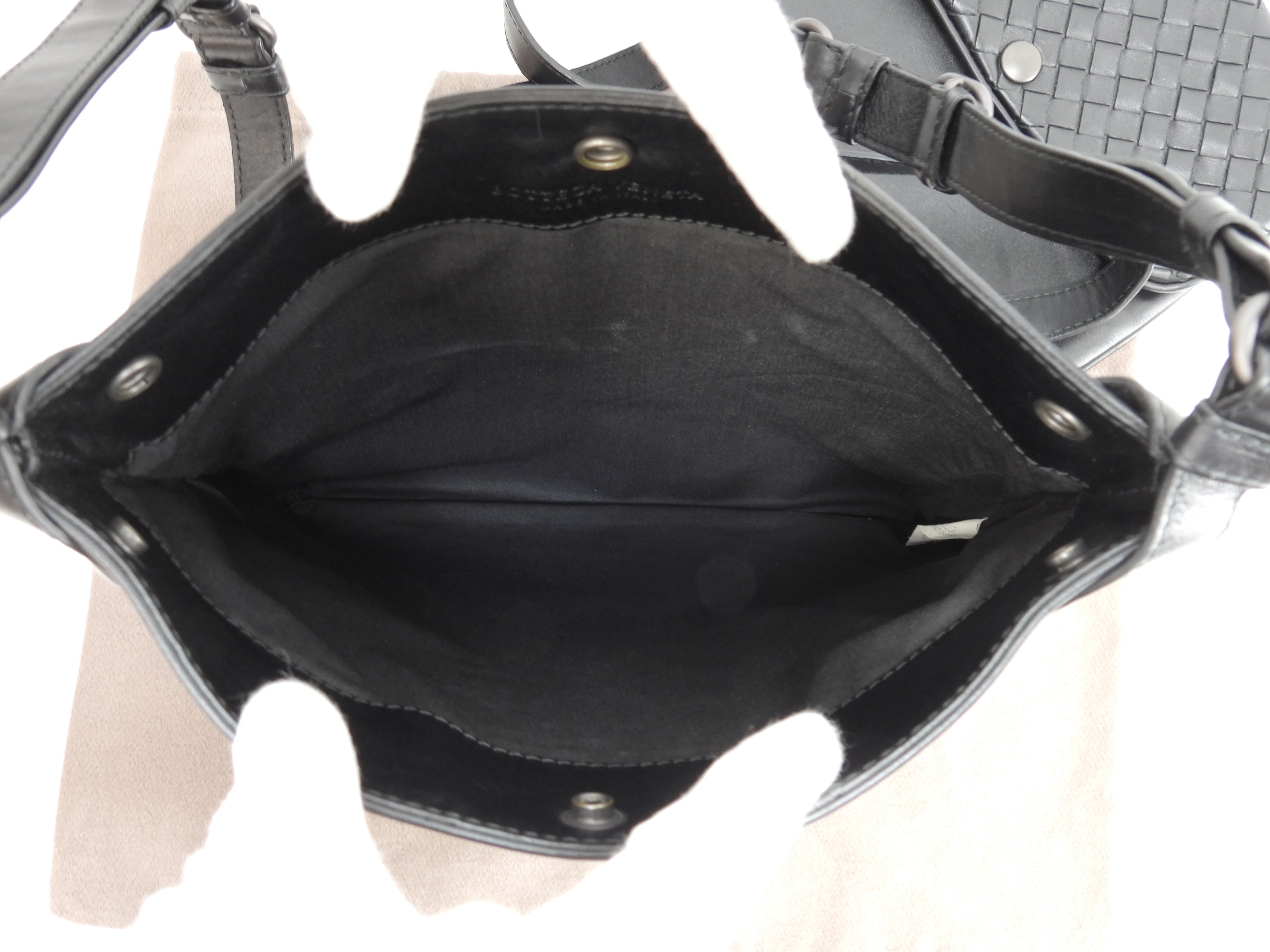 Bottega Veneta Doppia pochette Intrecciato in pelle nera tracolla a spalla @ 247