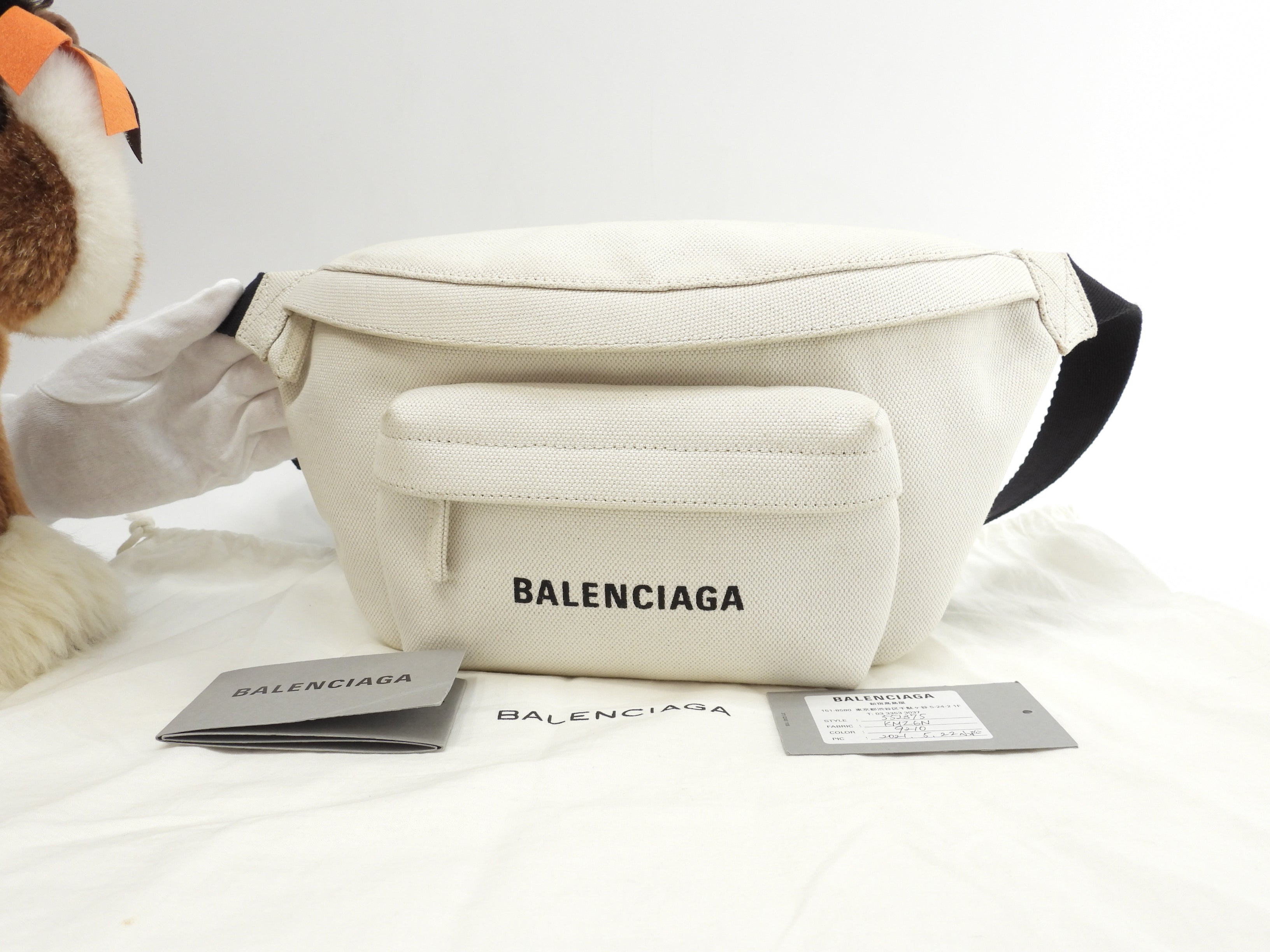 Balenciaga Marsupio Everyday in denim di cotone bianco, borsa a tracolla, marsupio @ 33