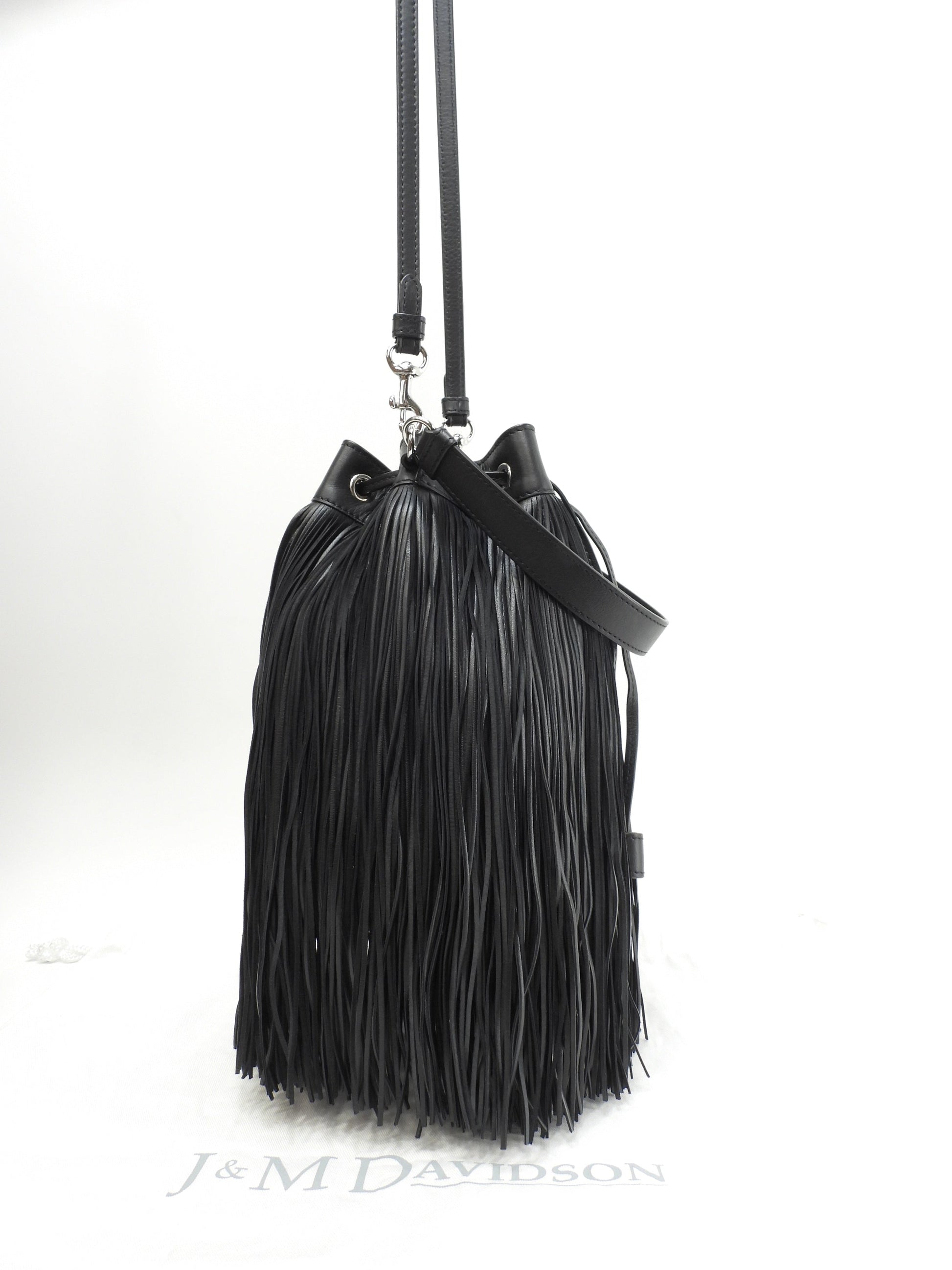 J&Mdavidson Carnival Frange, borsa a tracolla 2way in pelle nera, condizioni eccellenti@TBA