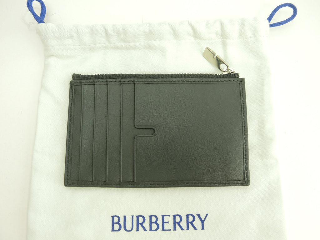 BURBERRY Portacarte con zip motivo check nero portafoglio compatto nuovo@ 5