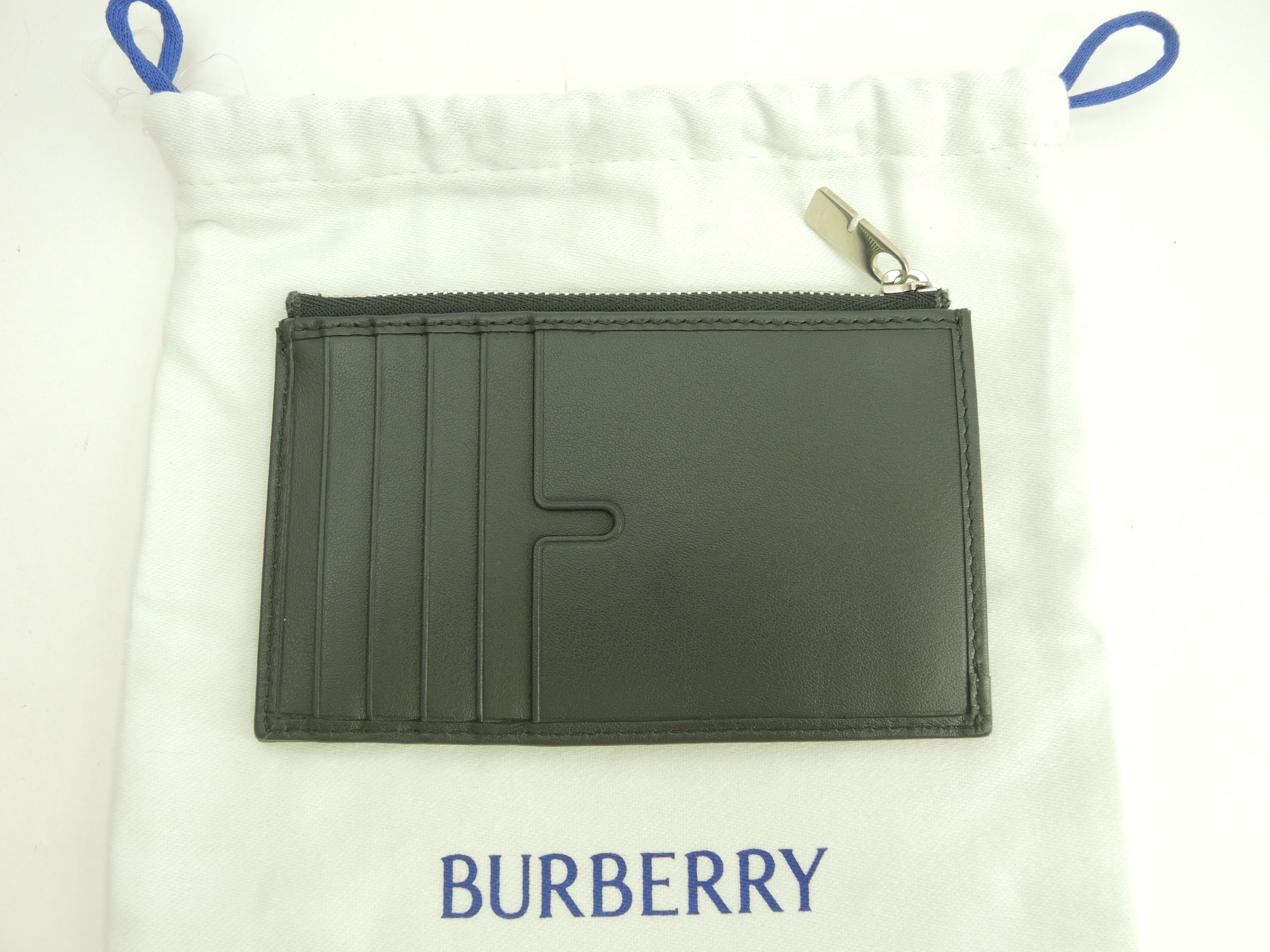 BURBERRY Portacarte con zip motivo check nero portafoglio compatto nuovo@ 5