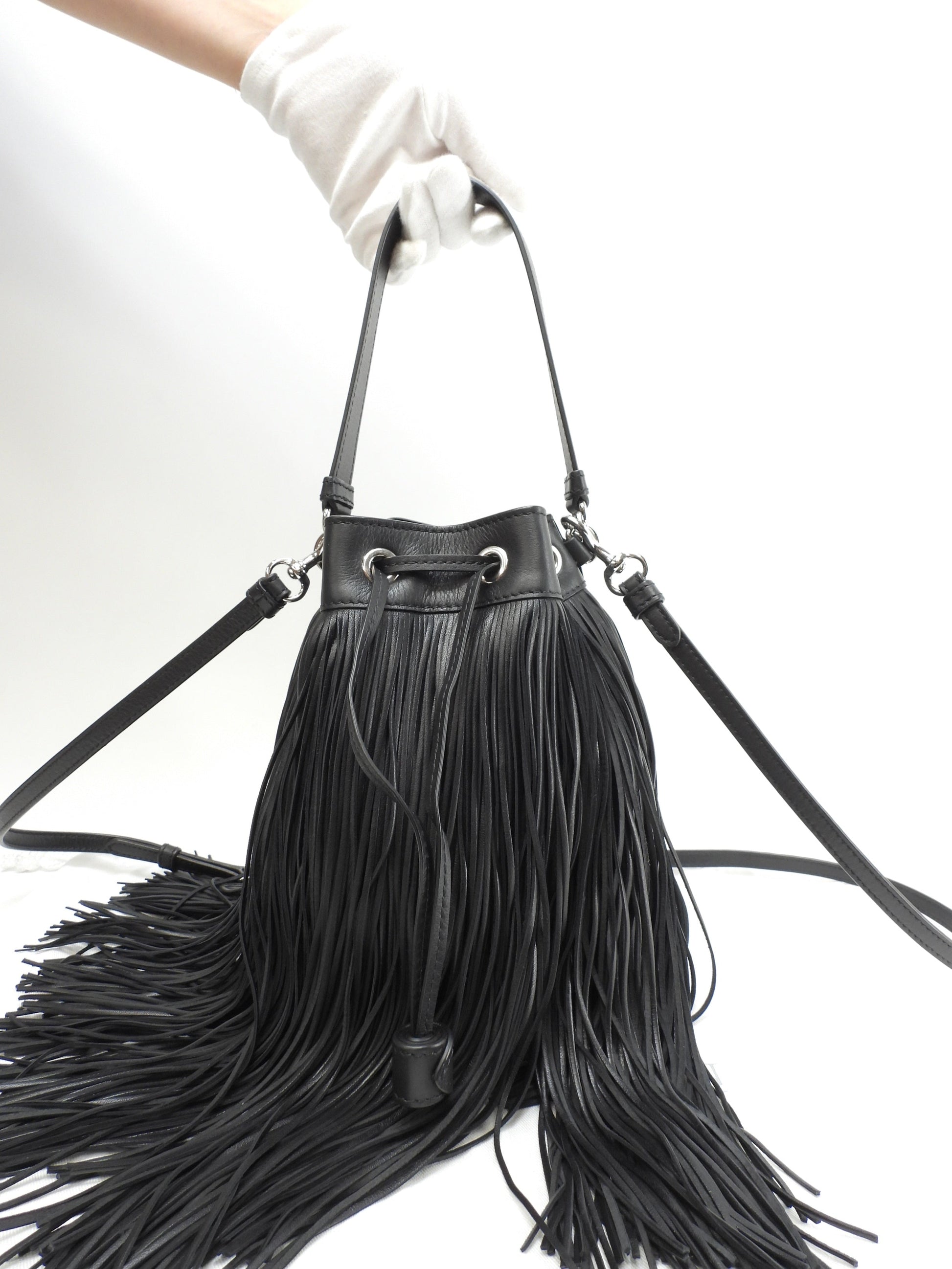 J&Mdavidson Carnival Frange, borsa a tracolla 2way in pelle nera, condizioni eccellenti@TBA