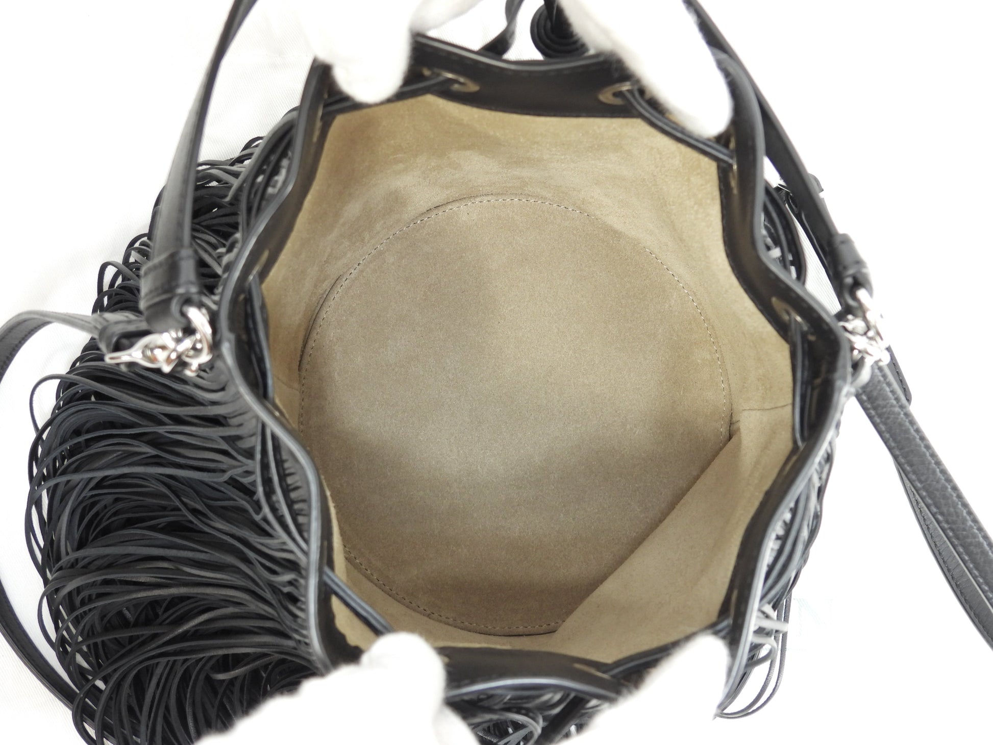 J&Mdavidson Carnival Frange, borsa a tracolla 2way in pelle nera, condizioni eccellenti@TBA