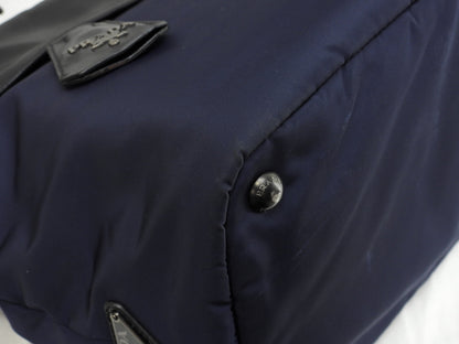 Borsa a mano Prada in nylon/pelle, blu scuro/nero, pochette tote, ottime condizioni@103