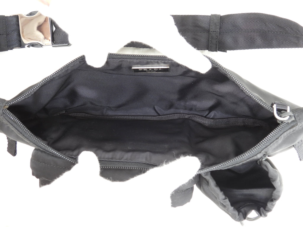 プラダ ボディバッグ中 ナイロン 黒 ウエストバッグ ヒップバッグ 美品@58/C