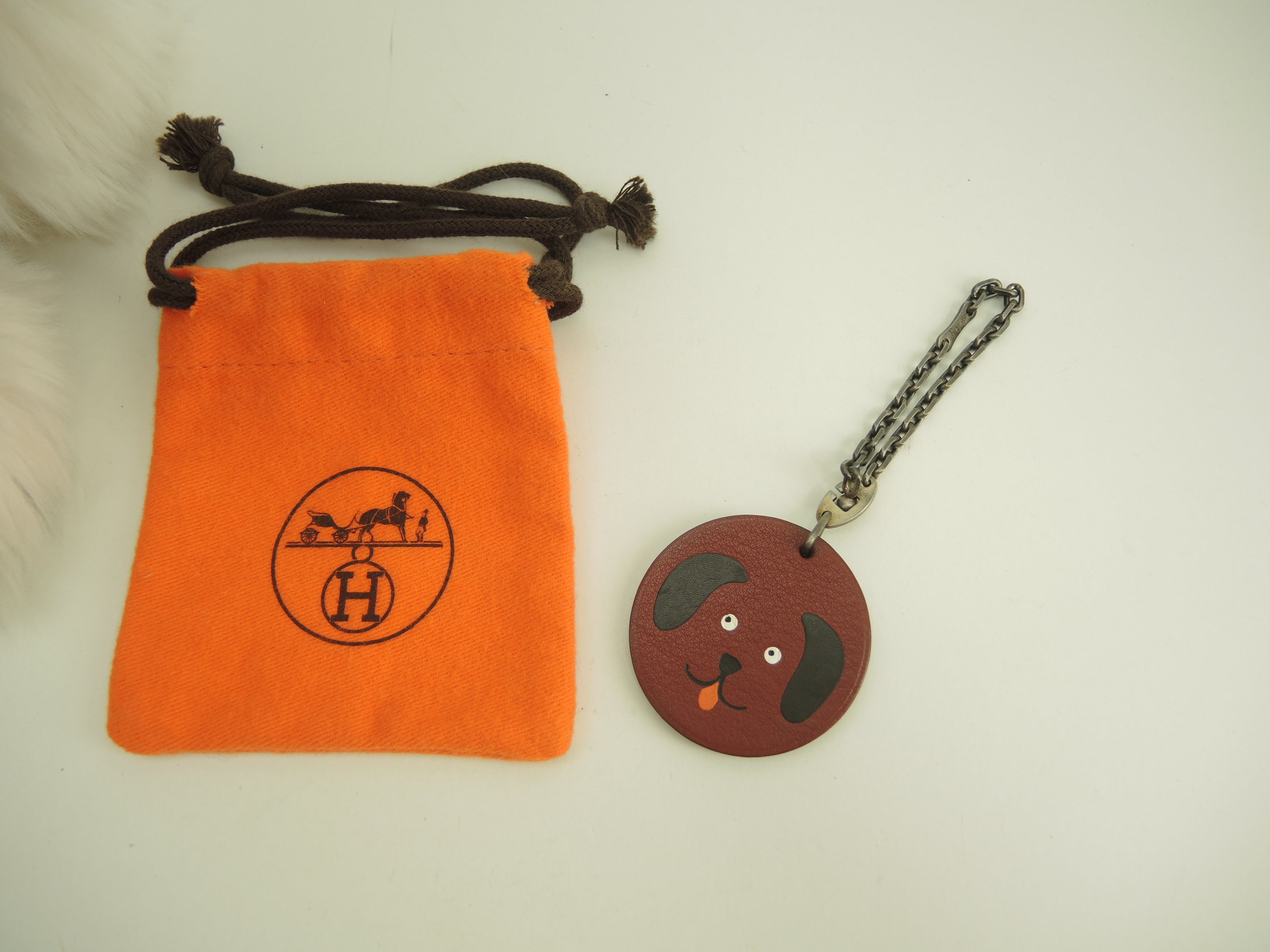 Hermès Portachiavi Ciondolo Borsa Cane SV925 Dog Animale Ottime condizioni@ 32