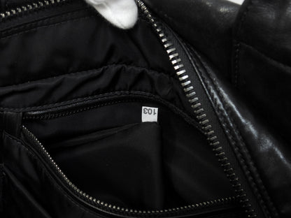 Borsa a mano Prada in nylon/pelle, blu scuro/nero, pochette tote, ottime condizioni@103