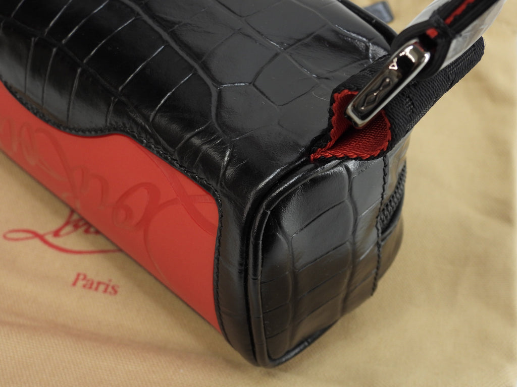Christian Louboutin marsupio piccolo Blaster in pelle nera stampata coccodrillo, marsupio, mai usato @ 9