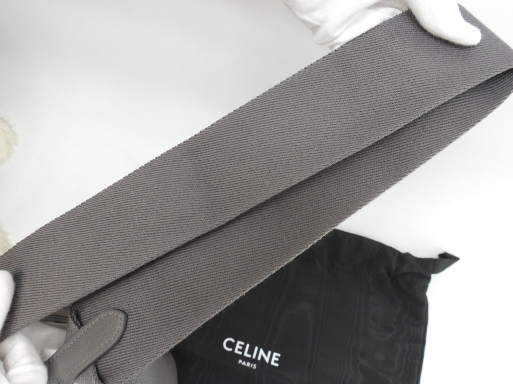 Celine Sangle Bucket Small in pelle grigia, borsa a spalla, mai usata @U-AN-5201