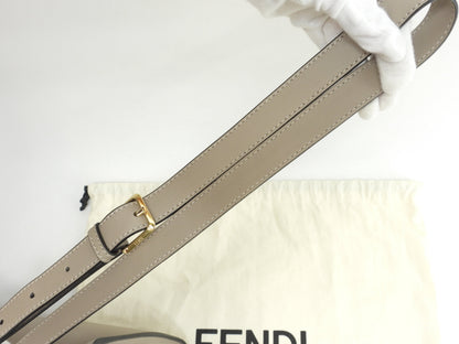 FENDI Peekaboo Mini Essential in pelle grigia, pochette, borsa a mano, in condizioni eccellenti@2