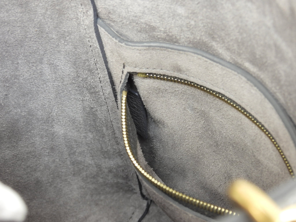 Celine Sangle Bucket Small in pelle grigia, borsa a spalla, mai usata @U-AN-5201