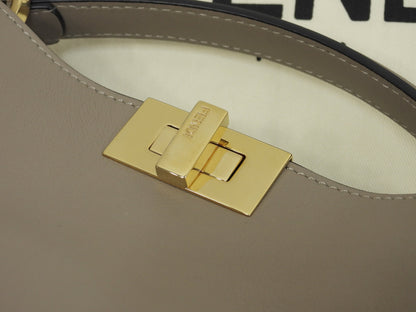 FENDI Peekaboo Mini Essential in pelle grigia, pochette, borsa a mano, in condizioni eccellenti@2