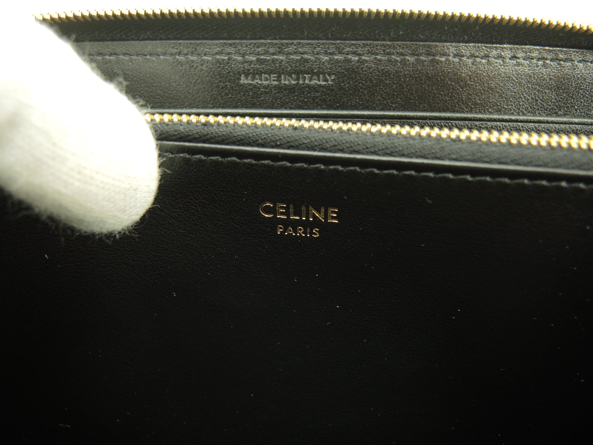 セリーヌ ロングウォレット Cチャーム キルテッドレザー黒 ラウンドジップ長財布 新品@ 3