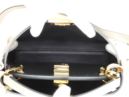 FENDI Peekaboo Mini Essential in pelle grigia, pochette, borsa a mano, in condizioni eccellenti@2