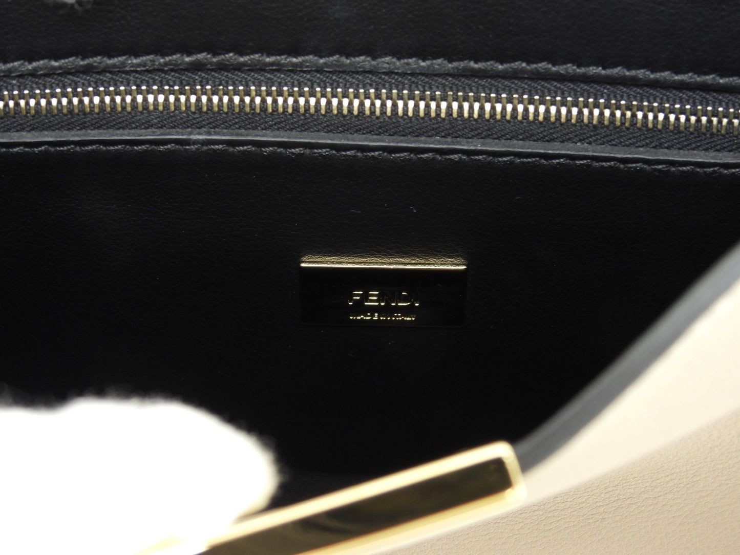 FENDI Peekaboo Mini Essential in pelle grigia, pochette, borsa a mano, in condizioni eccellenti@2