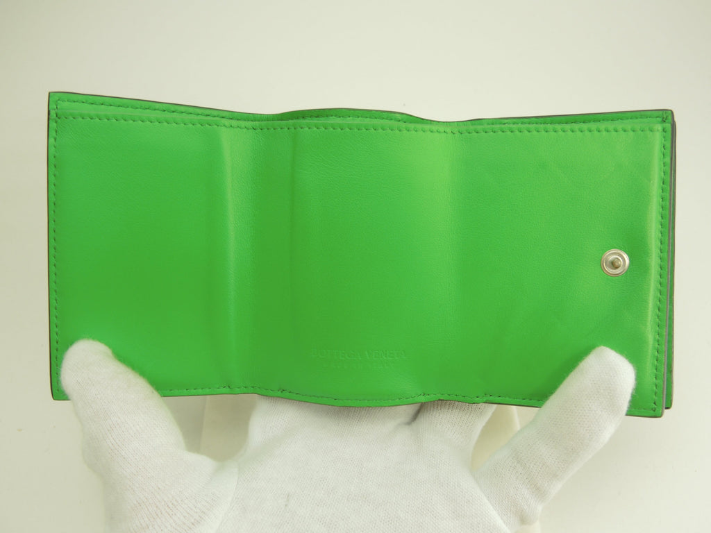 Bottega Veneta Mini Portafoglio Intrecciato Pelle Nera Verde Compatto@P02788512J