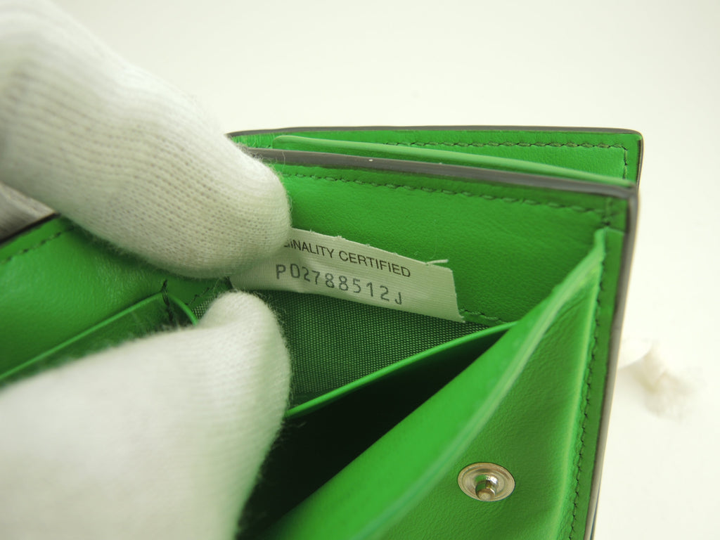Bottega Veneta Mini Portafoglio Intrecciato Pelle Nera Verde Compatto@P02788512J