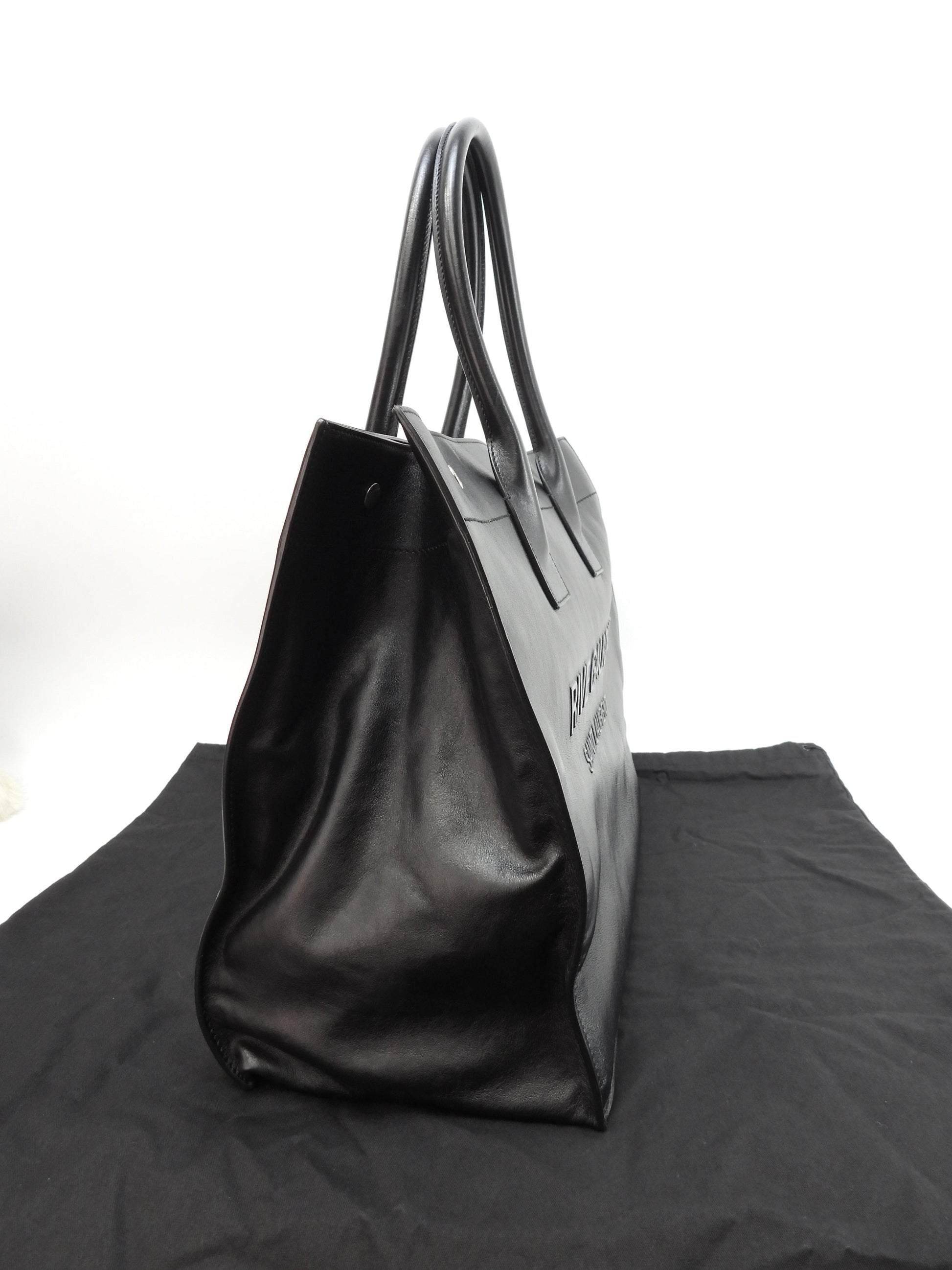 サンローラン トートバッグスモール リヴゴーシュ レザー黒 ハンドバッグ YSL 美品@GNR686266-0722