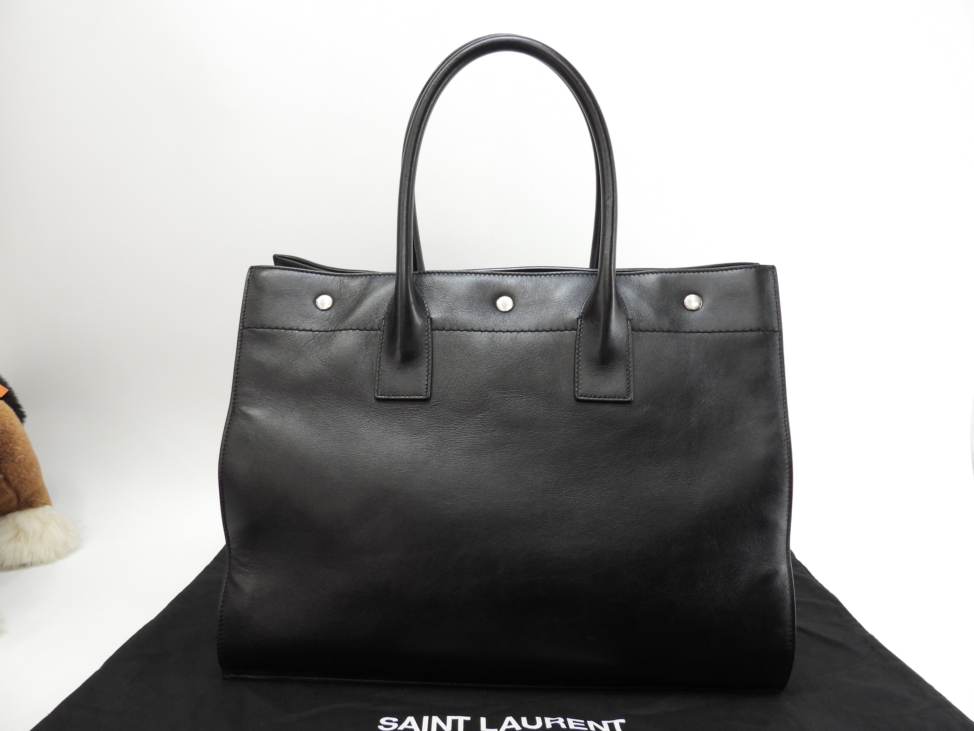 Saint Laurent Borsa Tote Piccola Rive Gauche in Pelle Nera Borsa a mano YSL Usata in Ottime Condizioni@GNR686266-0722