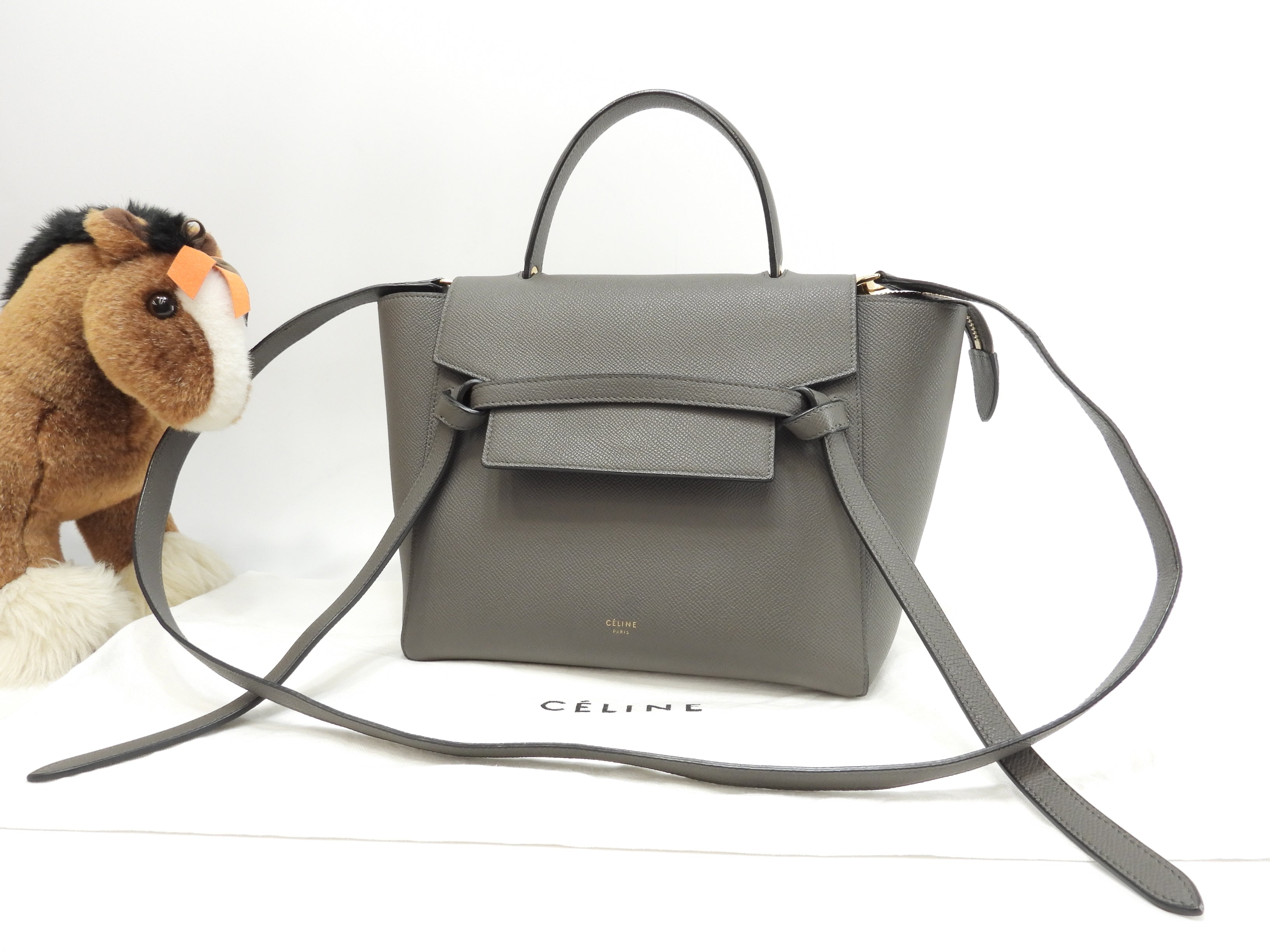 Celine Belt Bag Micro in pelle grigia, pochette, borsetta, borsa a tracolla, ottime condizioni @S-SL-5127