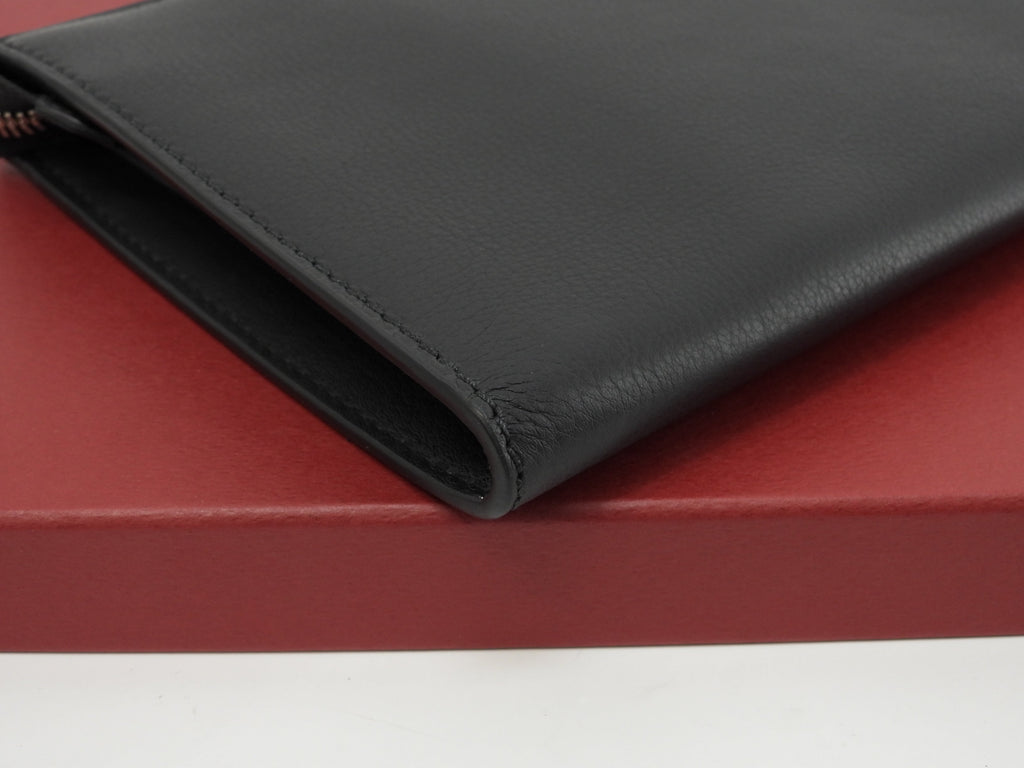 Salvatore Ferragamo Pochette clutch in pelle nera con logo a pois rossi, Nuova@IY24A121 2