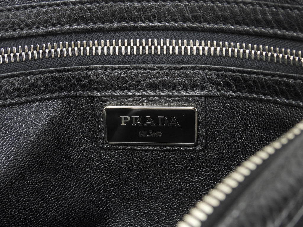 Prada borsetta uomo in pelle grigio/nero, portafoglio a pochette, clutch, ottime condizioni @31/F