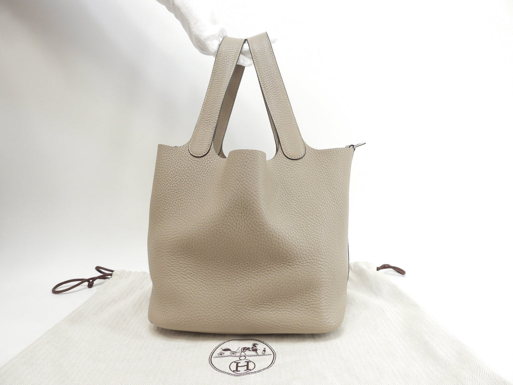 Hermès Picotin Lock MM Taurillon Clemence Gris Tourterelle Borsa a mano @T 3