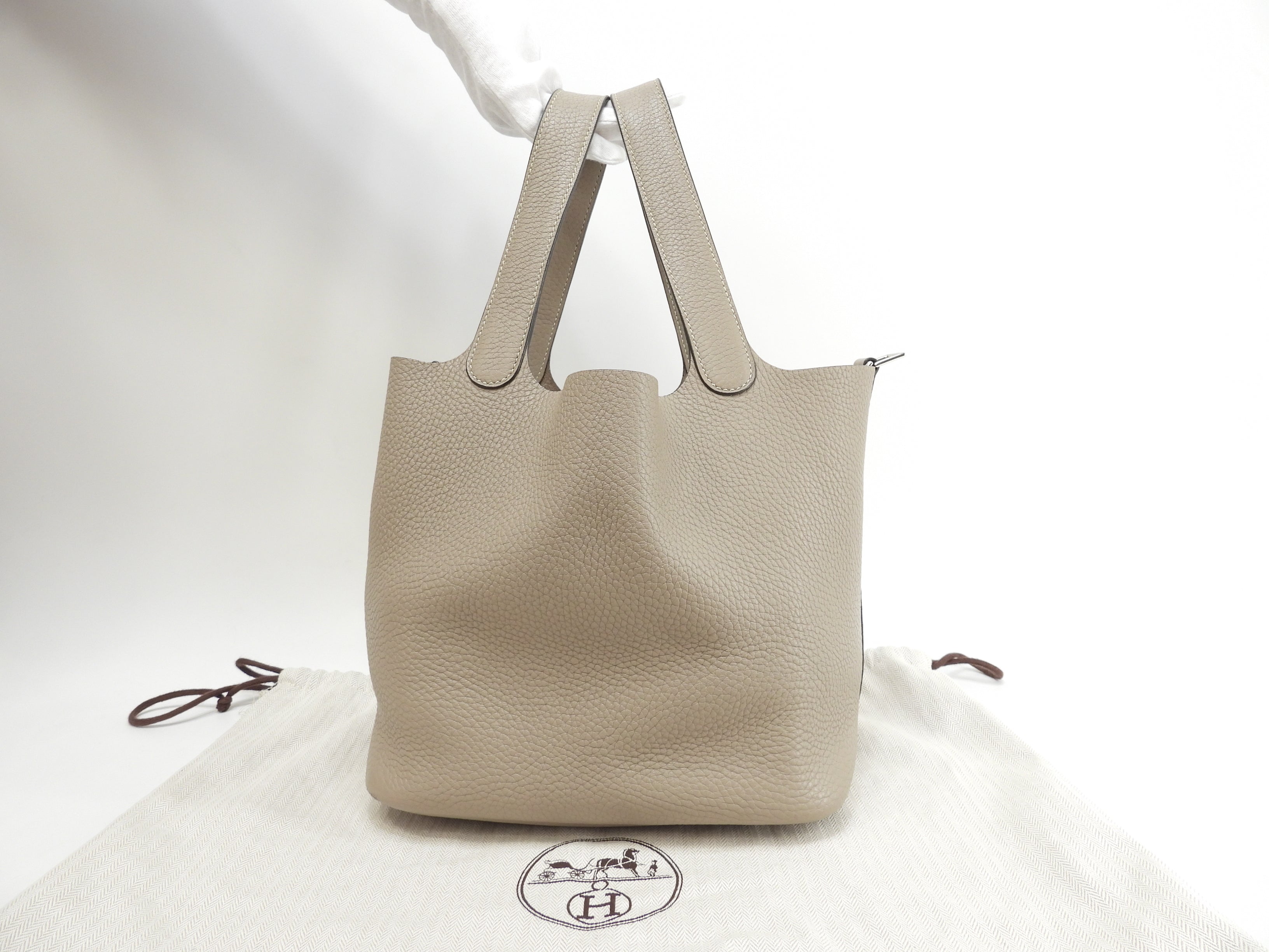 Hermès Picotin Lock MM Taurillon Clemence Gris Tourterelle Borsa a mano @T 3