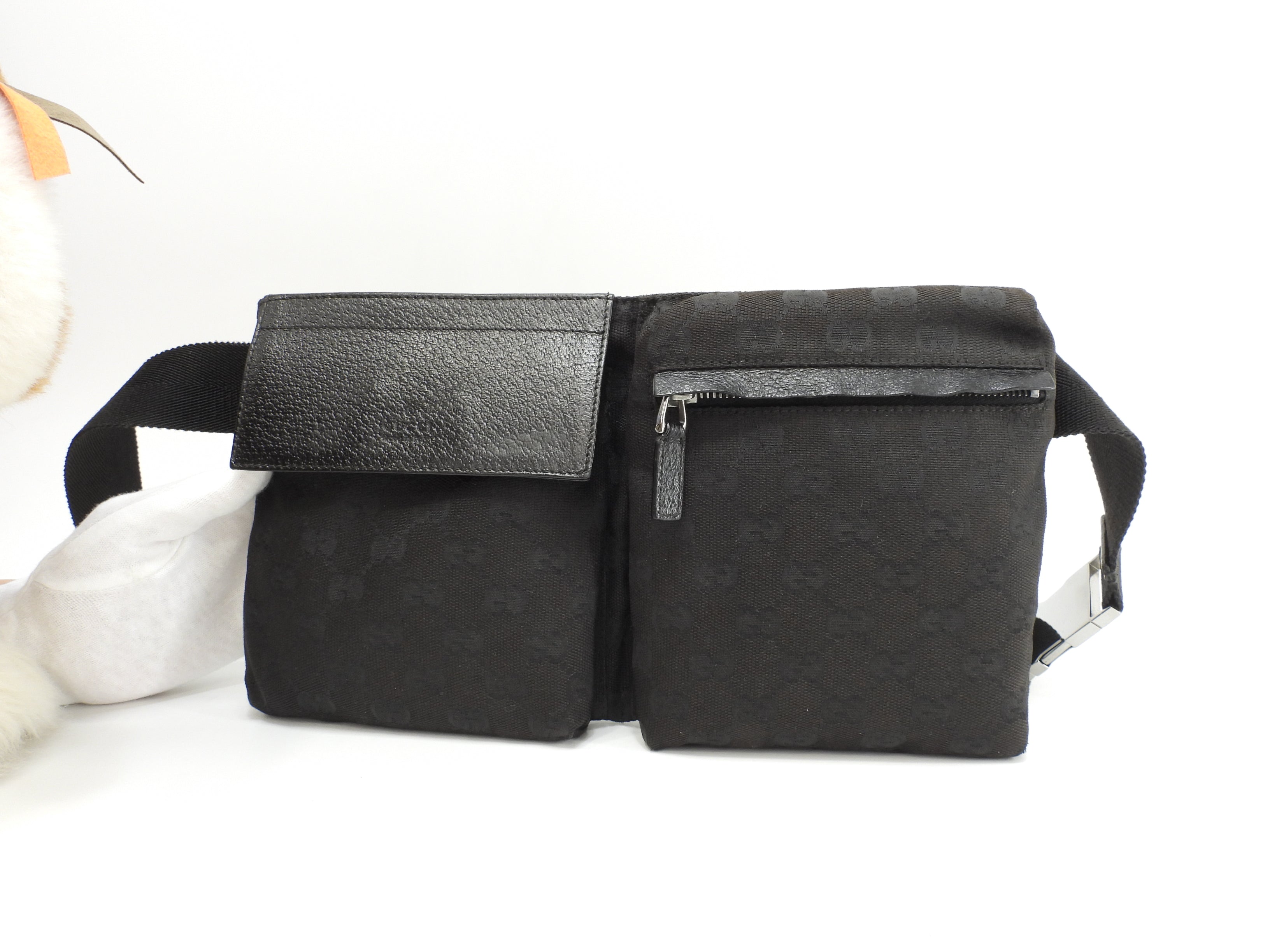 Gucci marsupio GG Supreme cotone pelle nera marsupio marsupio come nuovo @ 13