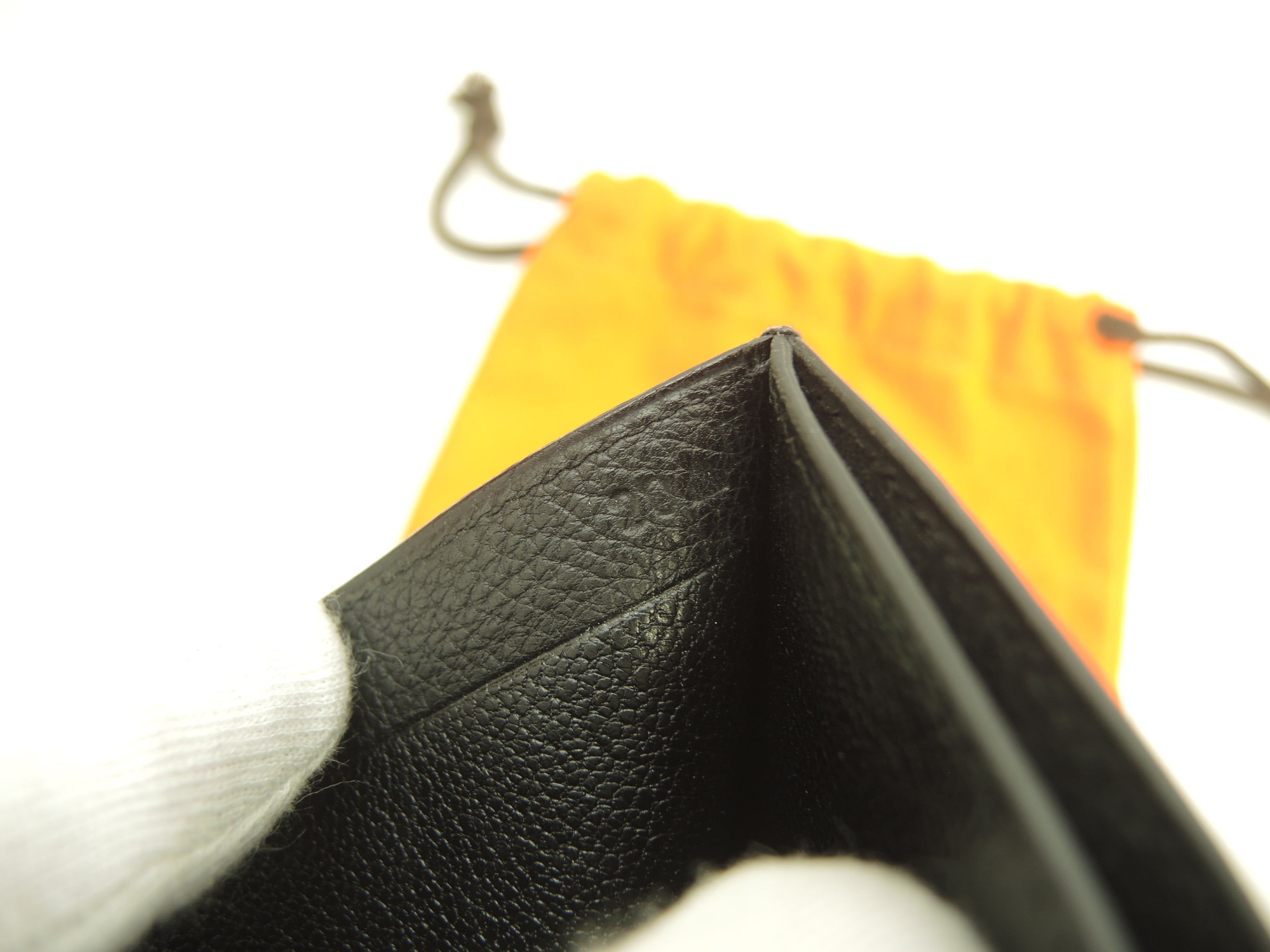 Hermès Jige Togo Nero Portafoglio Compatto Bifold Raro Eccellenti Condizioni @□D 7