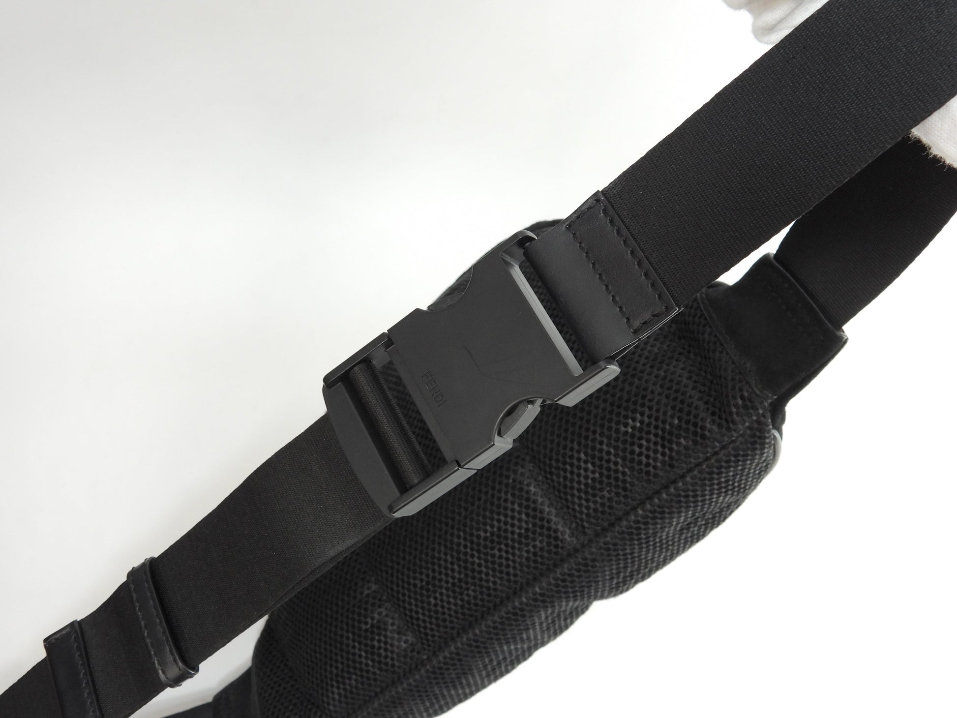 Fendi marsupio in nylon a rete nero borsa a tracolla@ 1