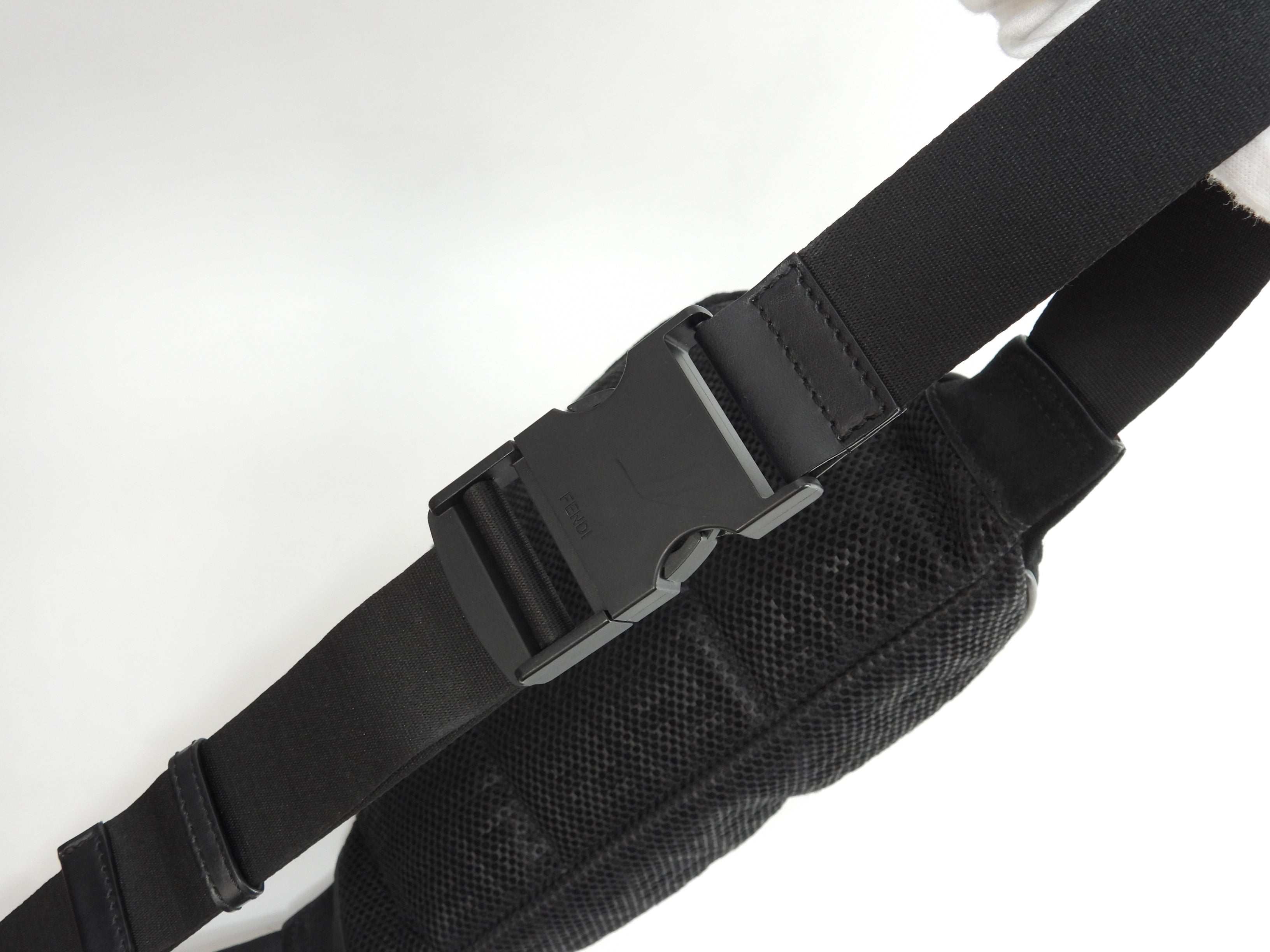 Fendi marsupio in nylon a rete nero borsa a tracolla@ 1