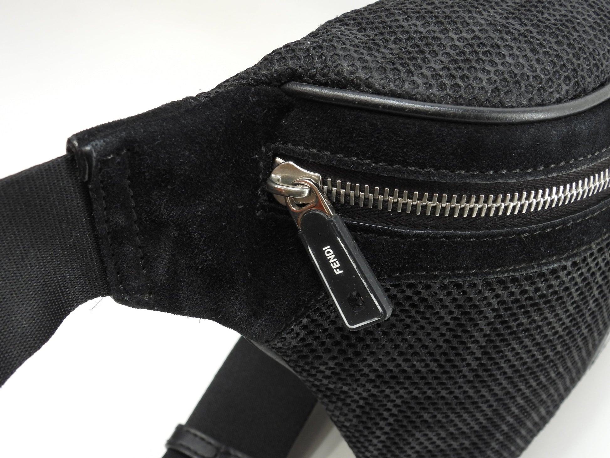 Fendi marsupio in nylon a rete nero borsa a tracolla@ 1