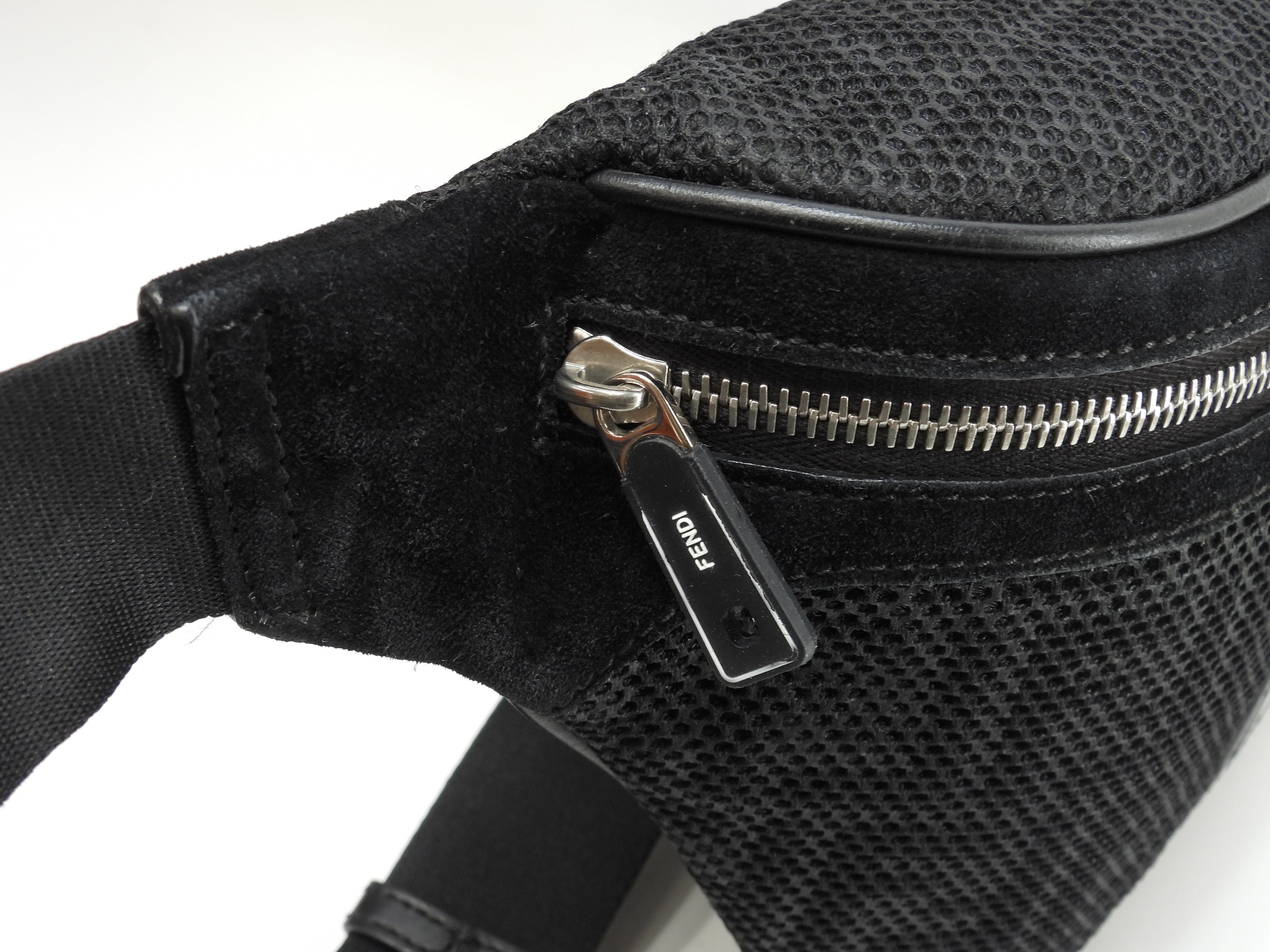 Fendi marsupio in nylon a rete nero borsa a tracolla@ 1