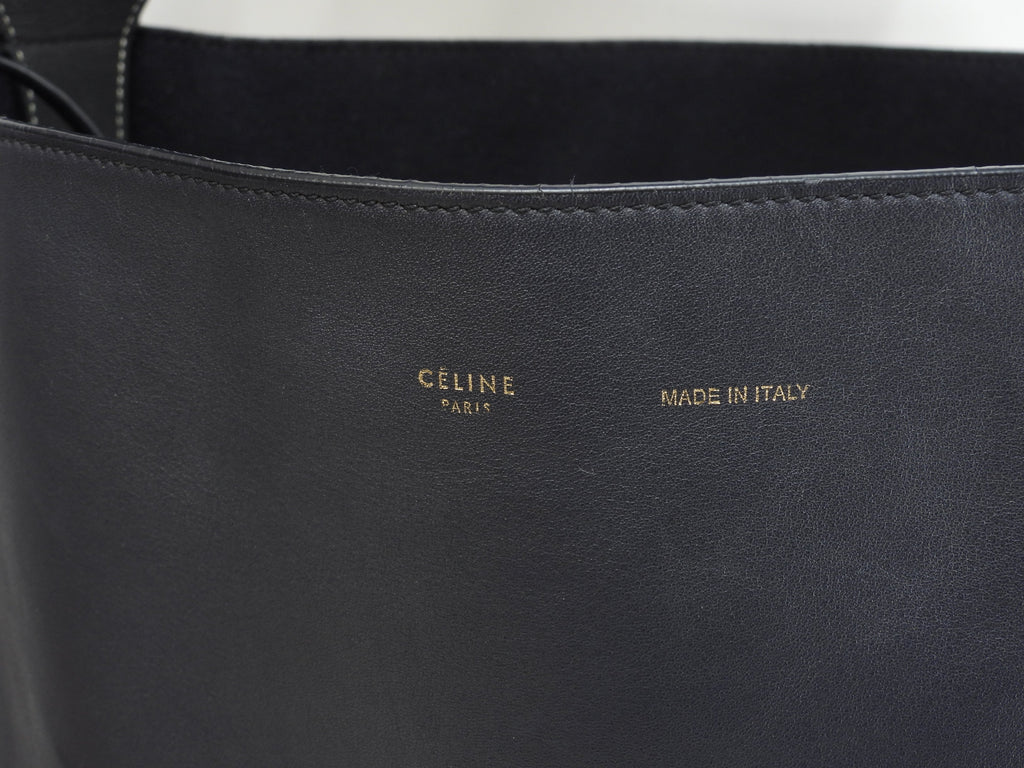 Celine Twisted Cabas Pelle Blu Verde Borsa a spalla hobo Borsa a spalla semi NUOVO@S-LA-4195