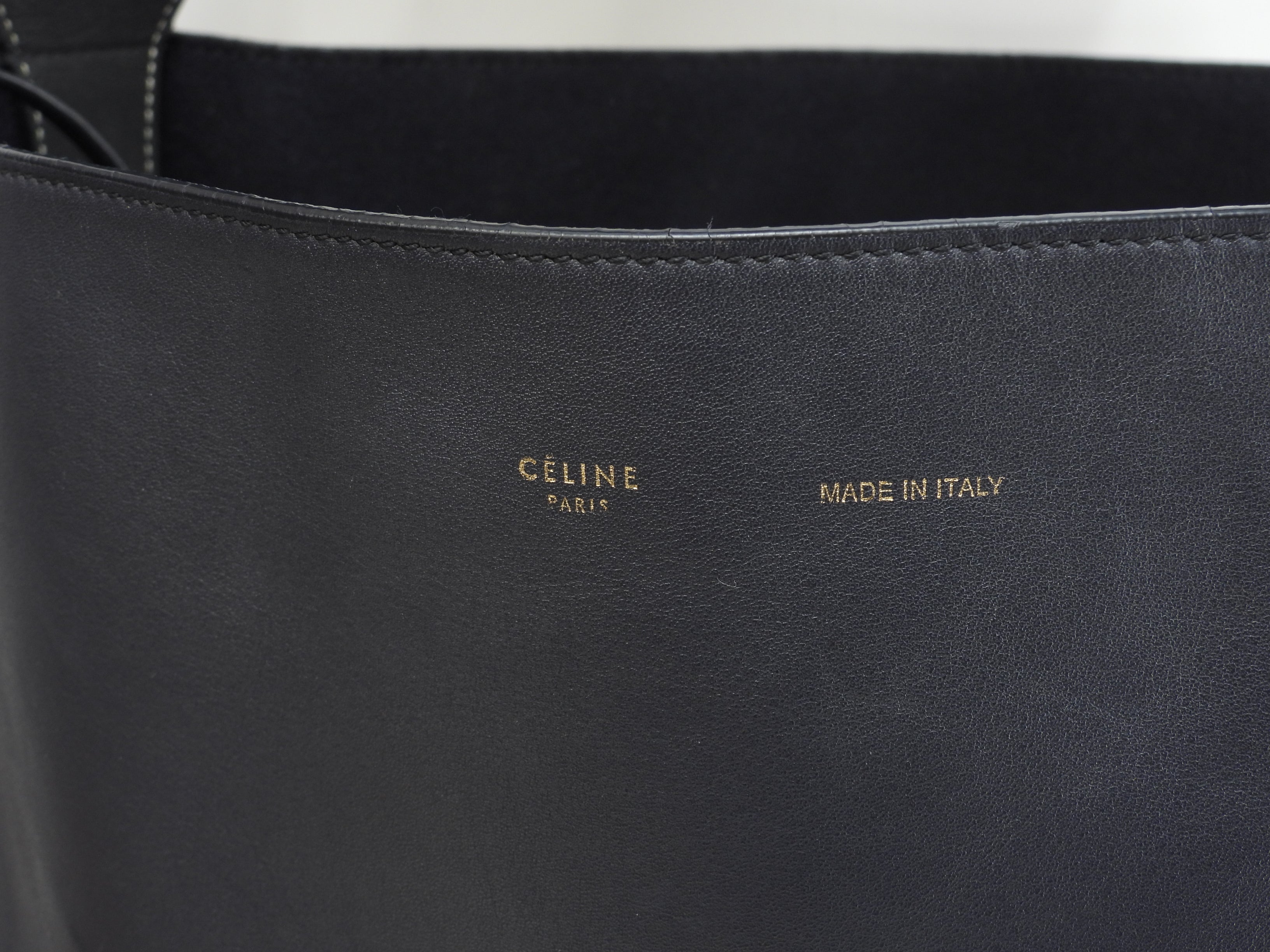 Celine Twisted Cabas Pelle Blu Verde Borsa a spalla hobo Borsa a spalla semi NUOVO@S-LA-4195