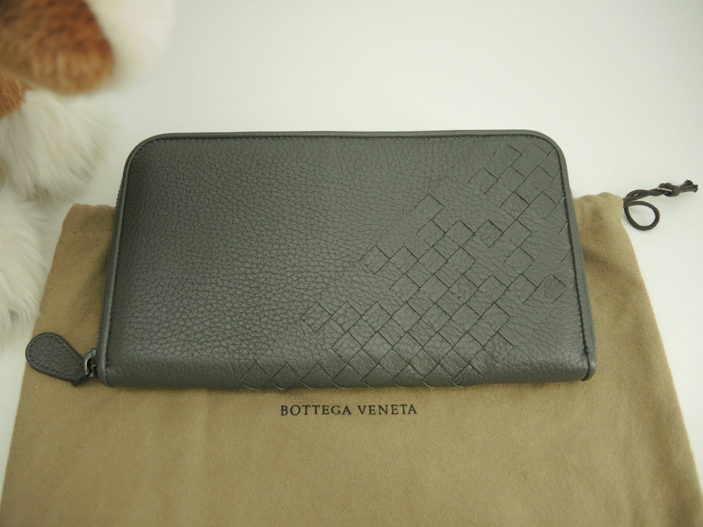 Bottega Veneta Portafoglio Lungo Grande Intrecciato Pelle Grigia Zip Intorno@S10160510E