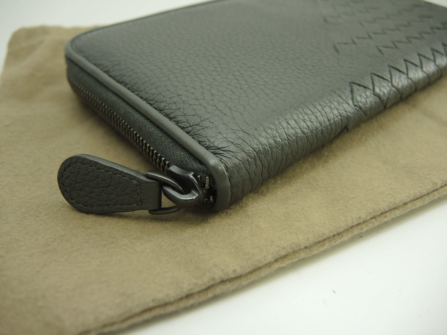 Bottega Veneta Portafoglio Lungo Grande Intrecciato Pelle Grigia Zip Intorno@S10160510E