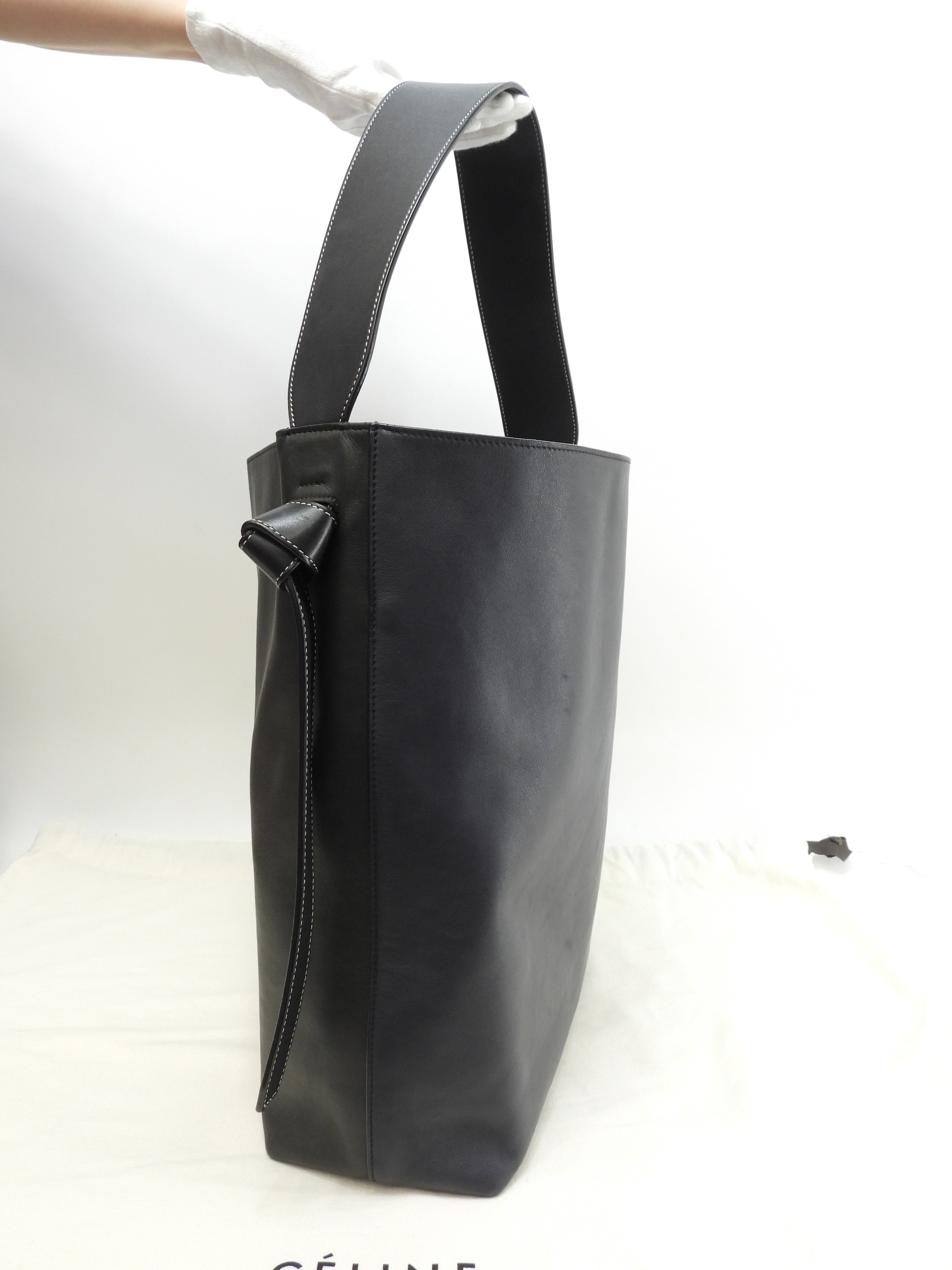 Celine Twisted Cabas Pelle Blu Verde Borsa a spalla hobo Borsa a spalla semi NUOVO@S-LA-4195