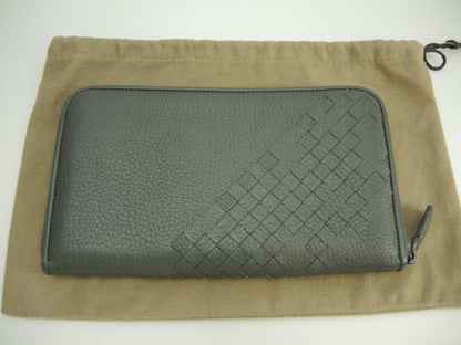 Bottega Veneta Portafoglio Lungo Grande Intrecciato Pelle Grigia Zip Intorno@S10160510E