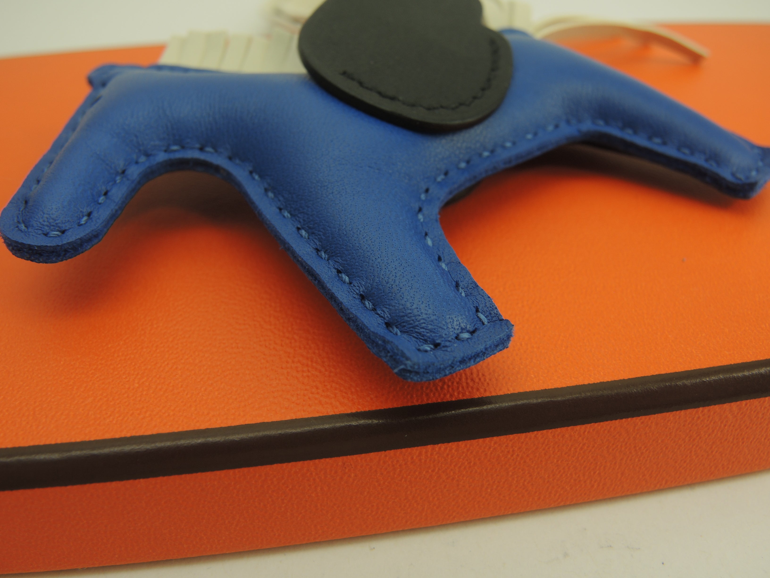 Hermès Rodeo PM Pegase Agneau Milo Craie Nero Blu Charm Borsa Nuovo@U 10