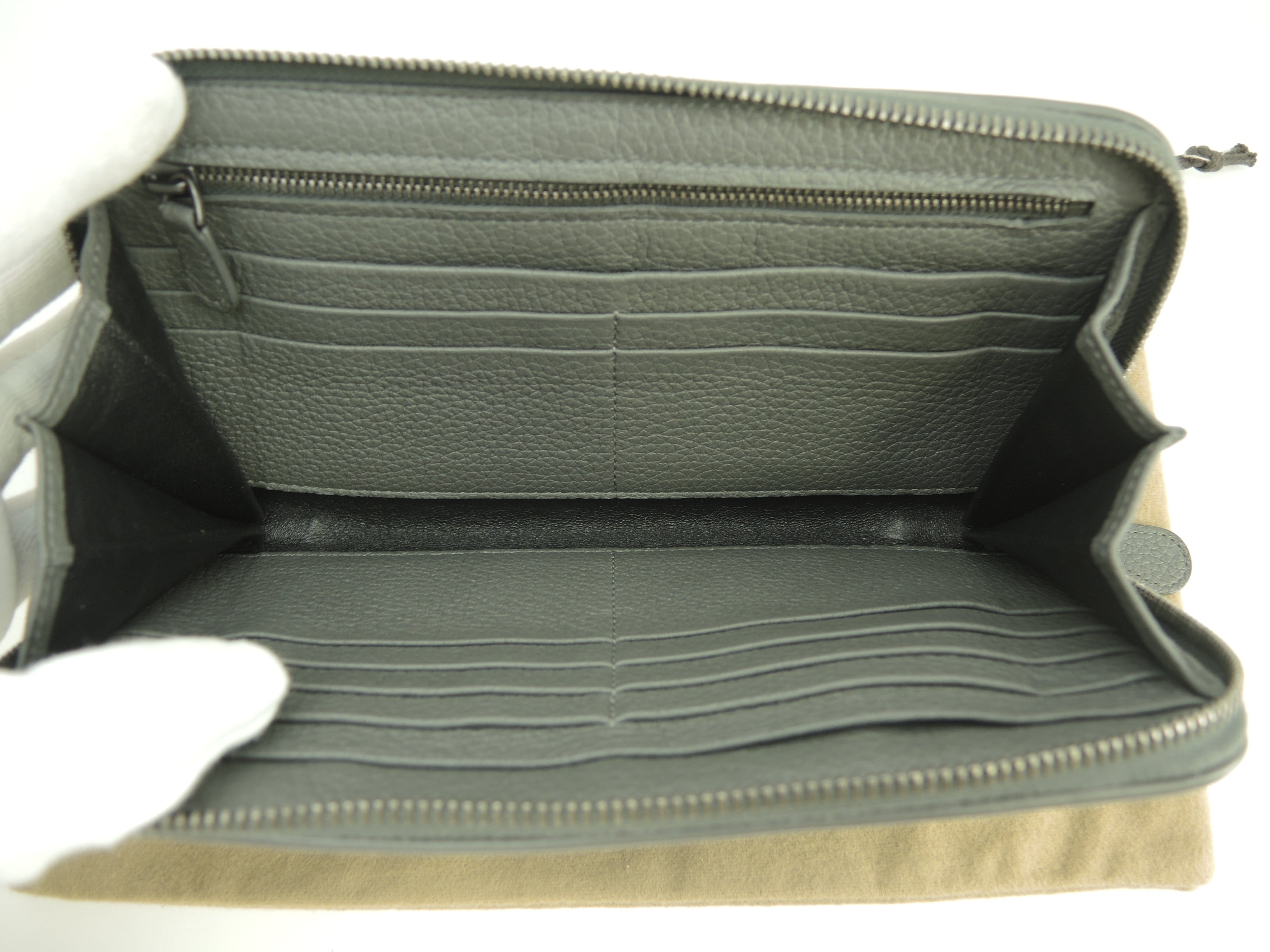 Bottega Veneta Portafoglio Lungo Grande Intrecciato Pelle Grigia Zip Intorno@S10160510E