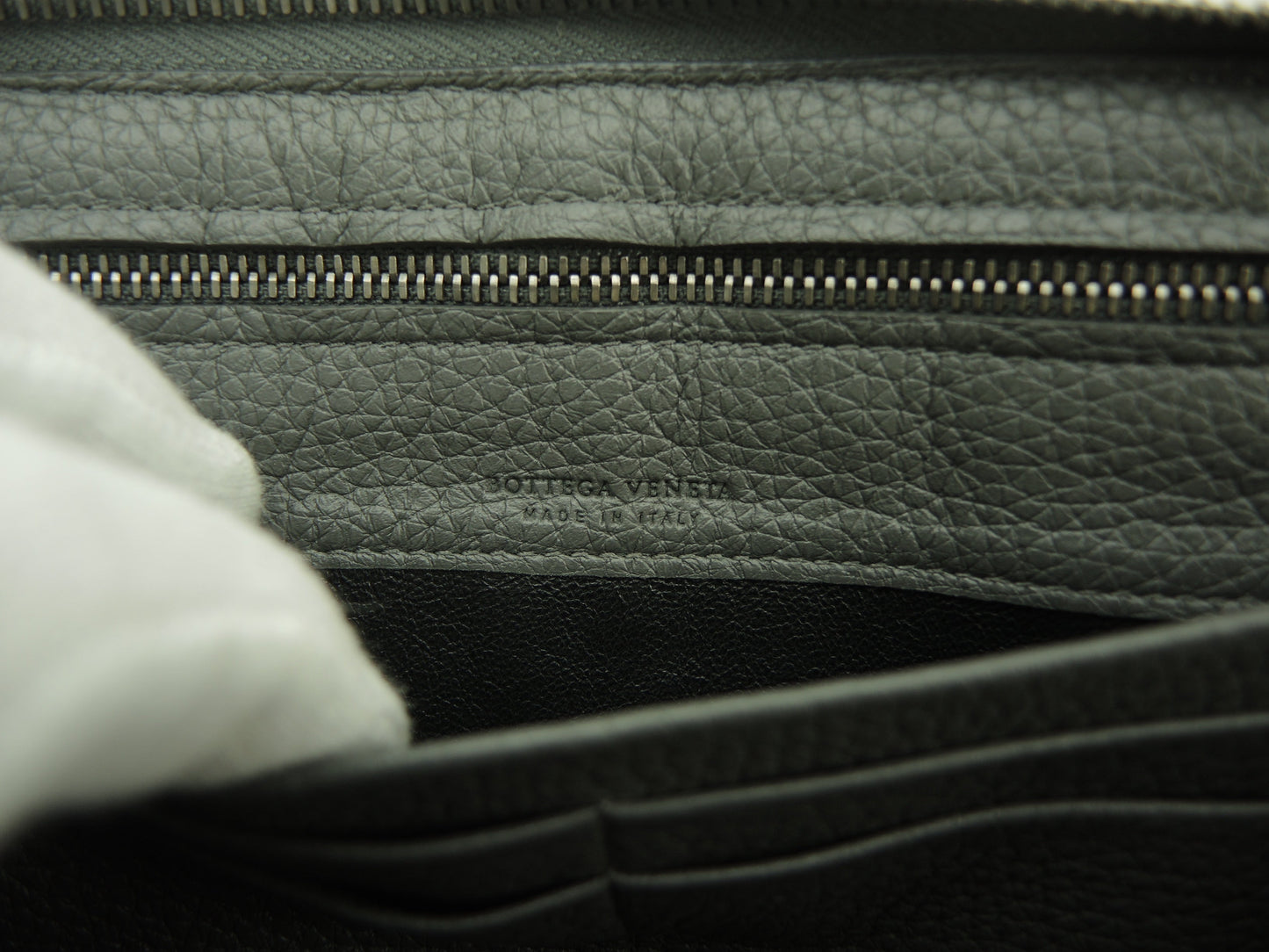 Bottega Veneta Portafoglio Lungo Grande Intrecciato Pelle Grigia Zip Intorno@S10160510E
