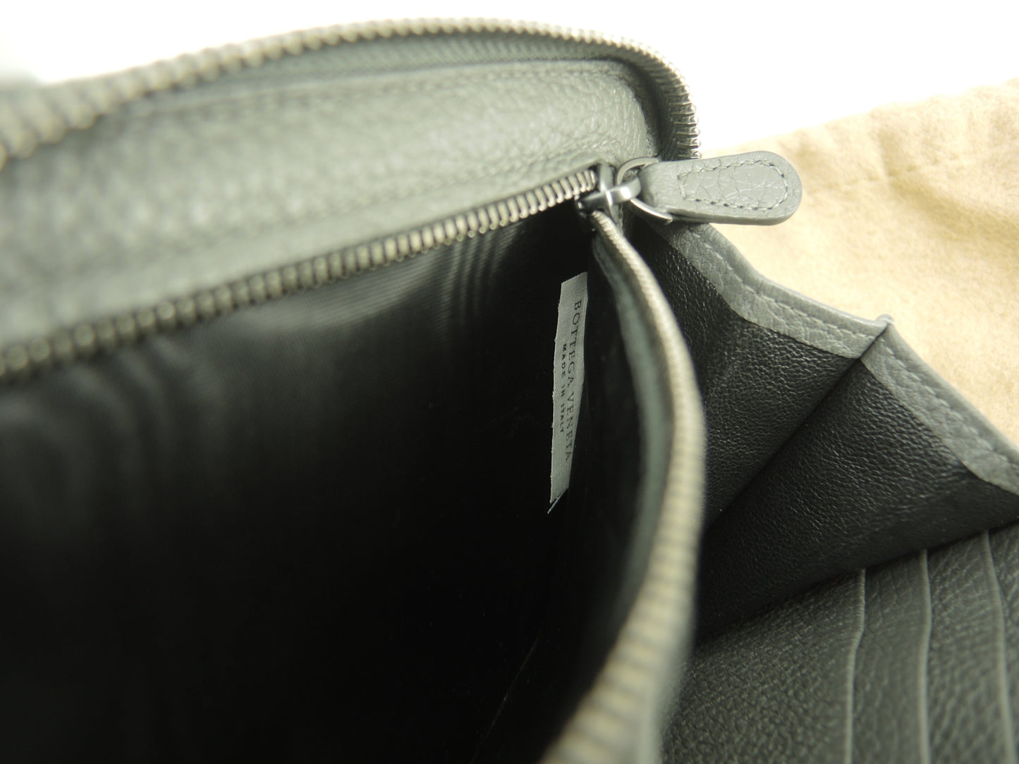 Bottega Veneta Portafoglio Lungo Grande Intrecciato Pelle Grigia Zip Intorno@S10160510E