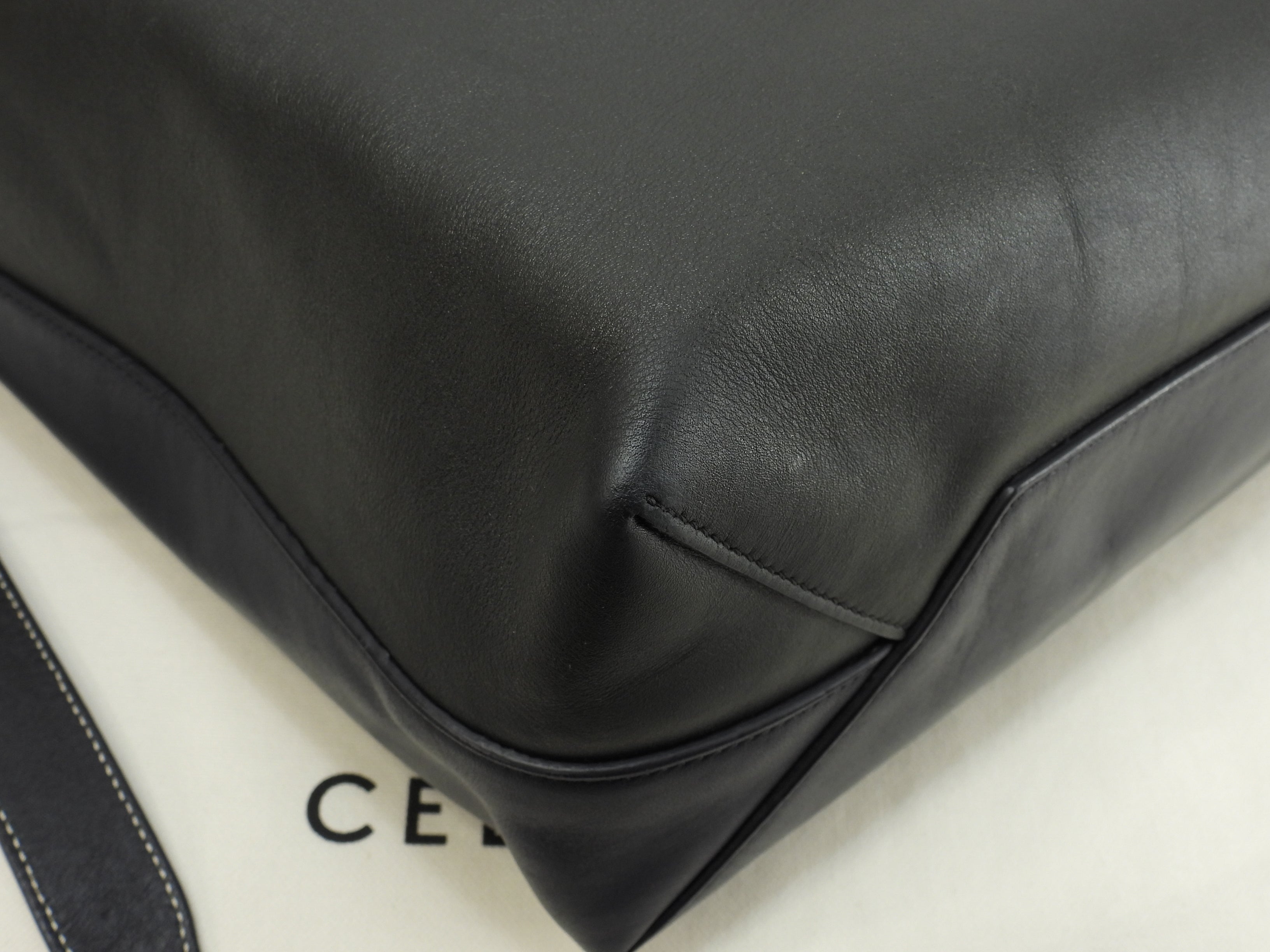 Celine Twisted Cabas Pelle Blu Verde Borsa a spalla hobo Borsa a spalla semi NUOVO@S-LA-4195