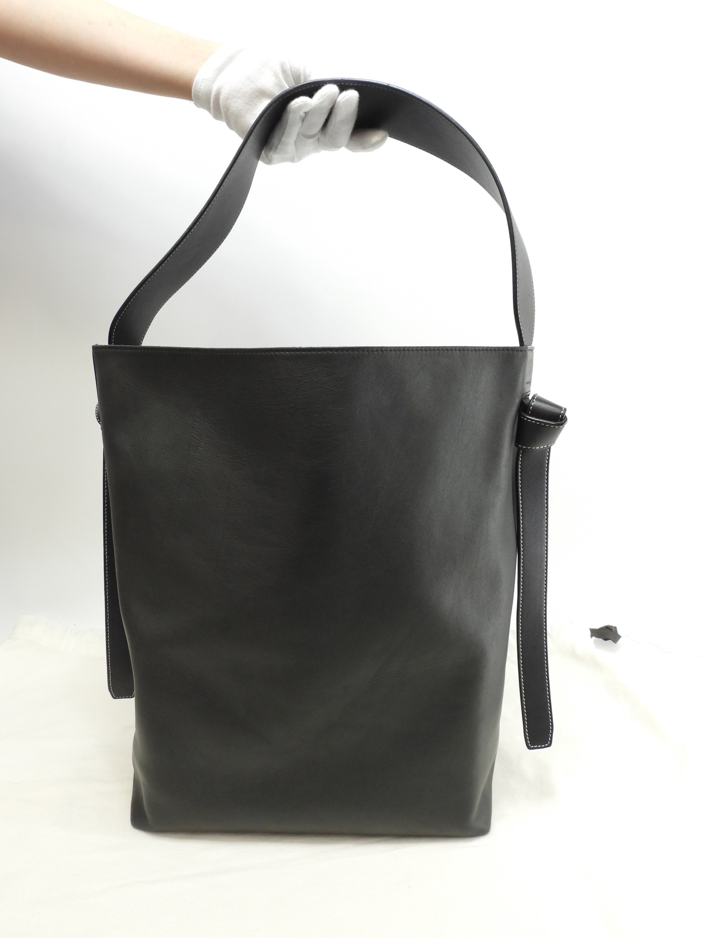 Celine Twisted Cabas Pelle Blu Verde Borsa a spalla hobo Borsa a spalla semi NUOVO@S-LA-4195